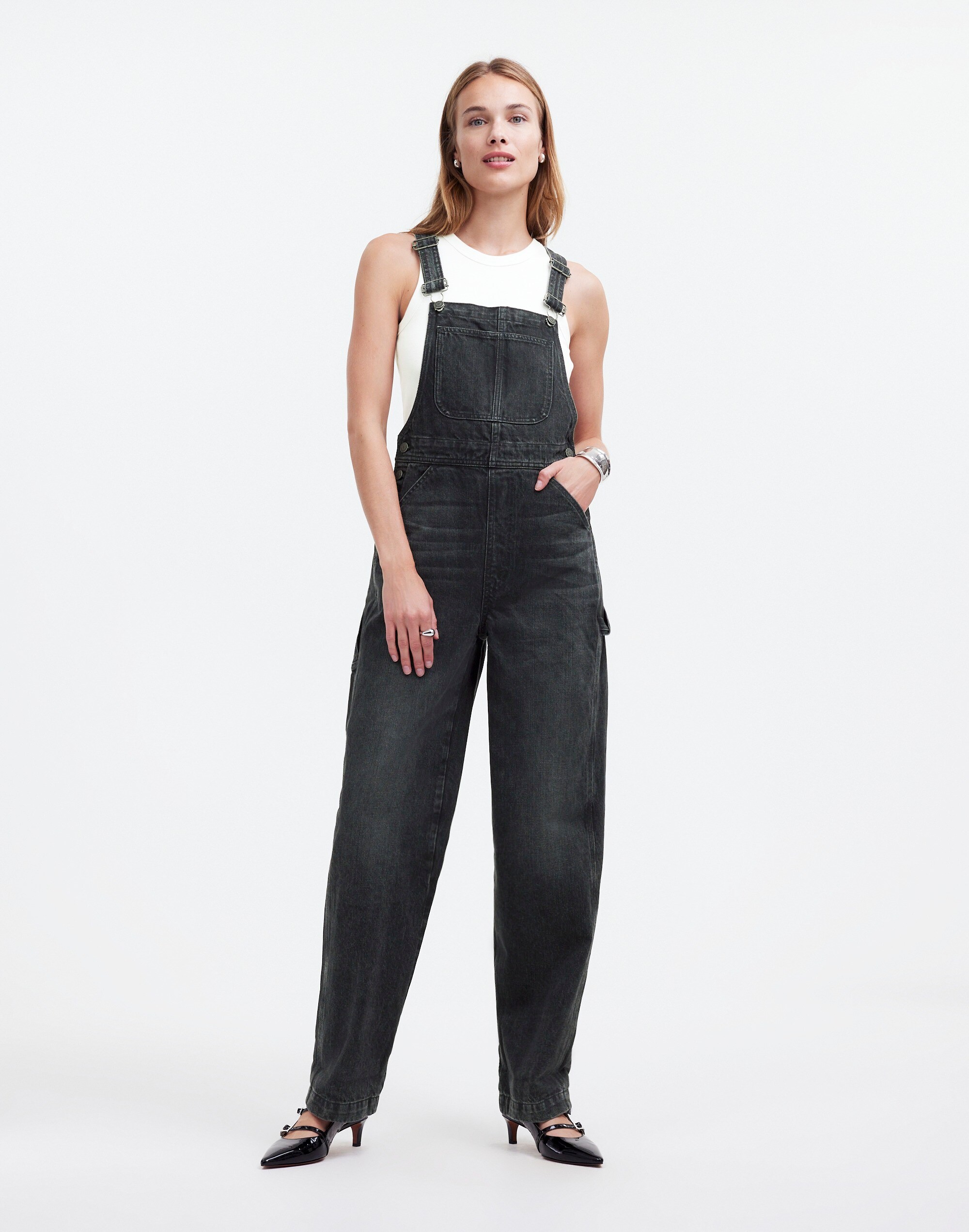 Denim Oversized Carpenter Overalls in Oakville Wash
