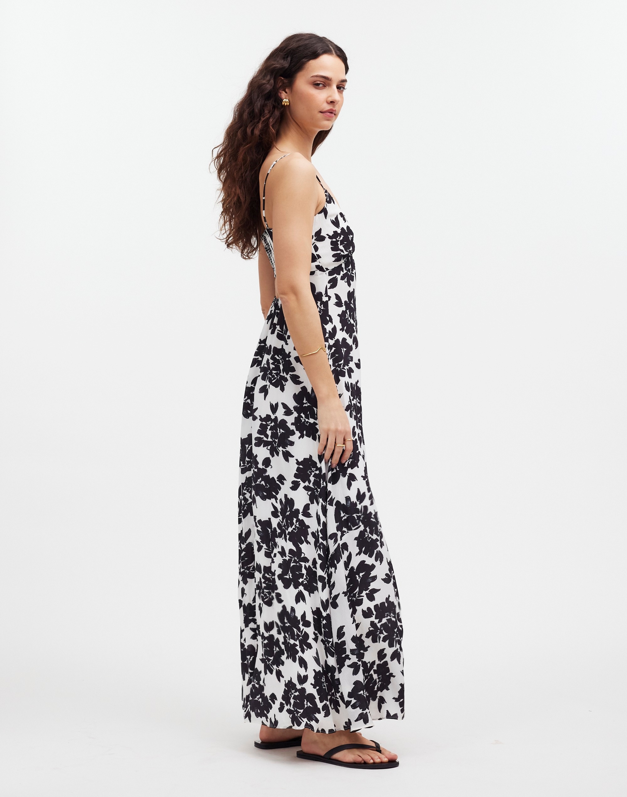 Smocked Sleeveless Maxi Dress in Floral