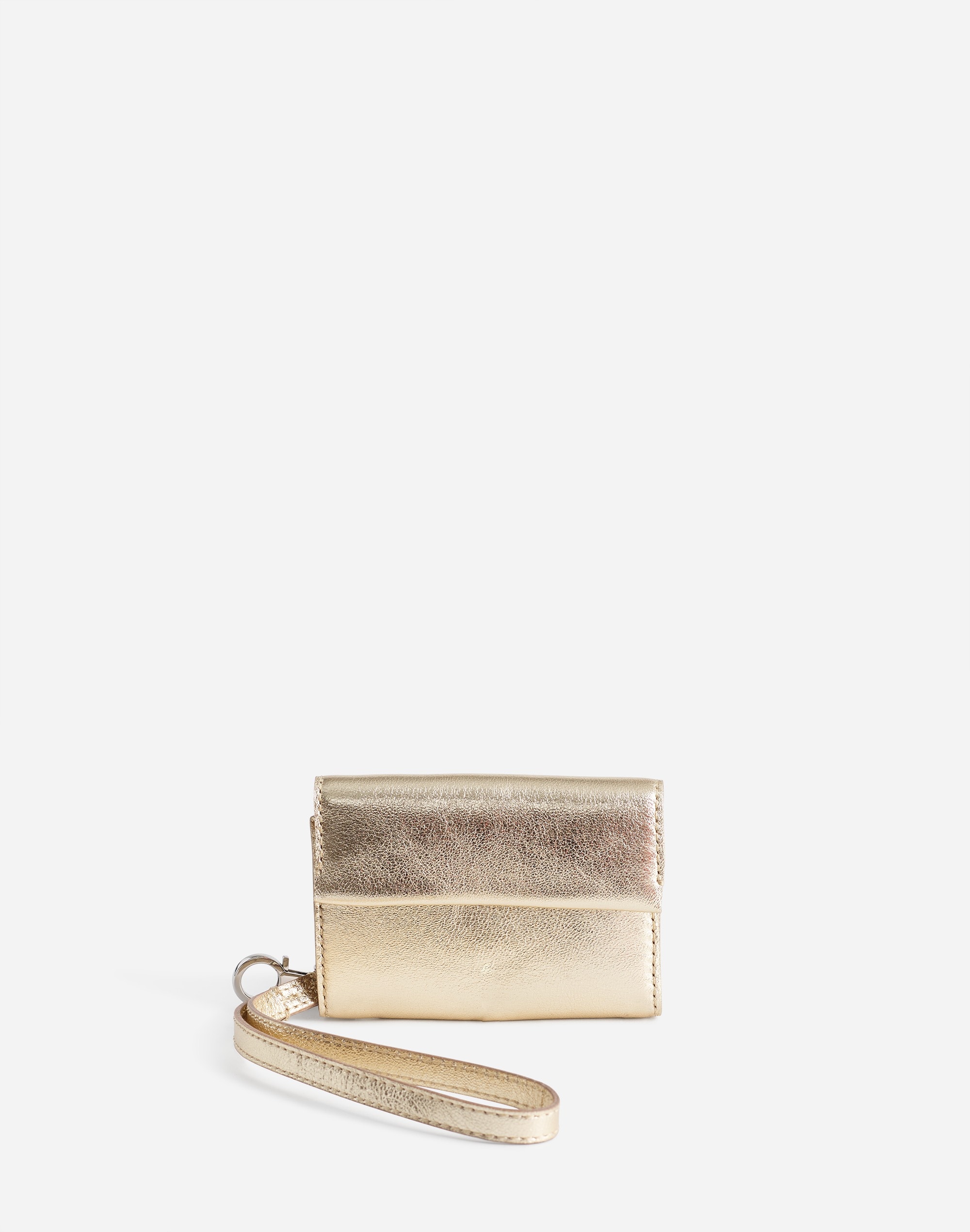 card case wristlet in metallic leather