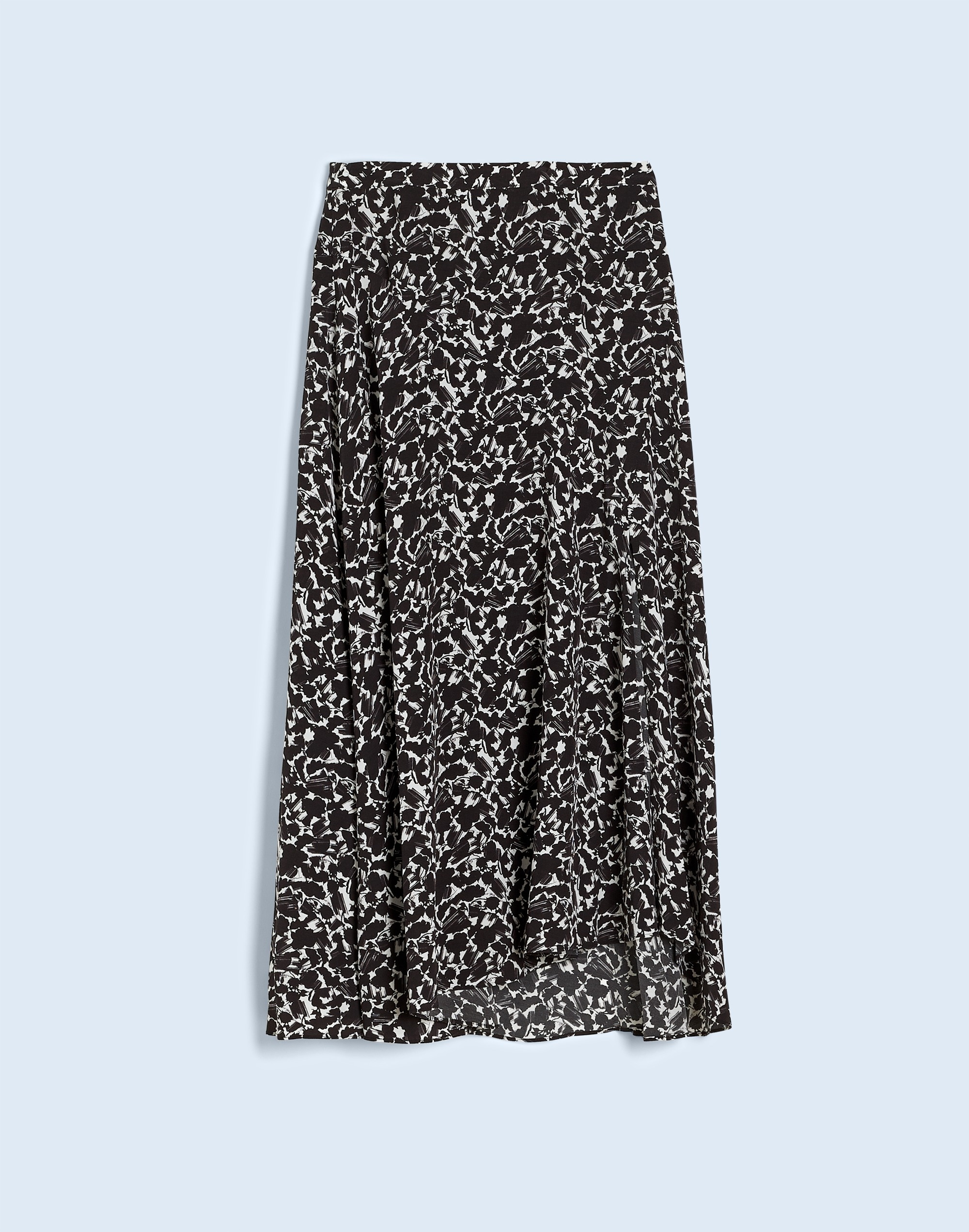 Side-Slit Midi Skirt in Floral Crepe