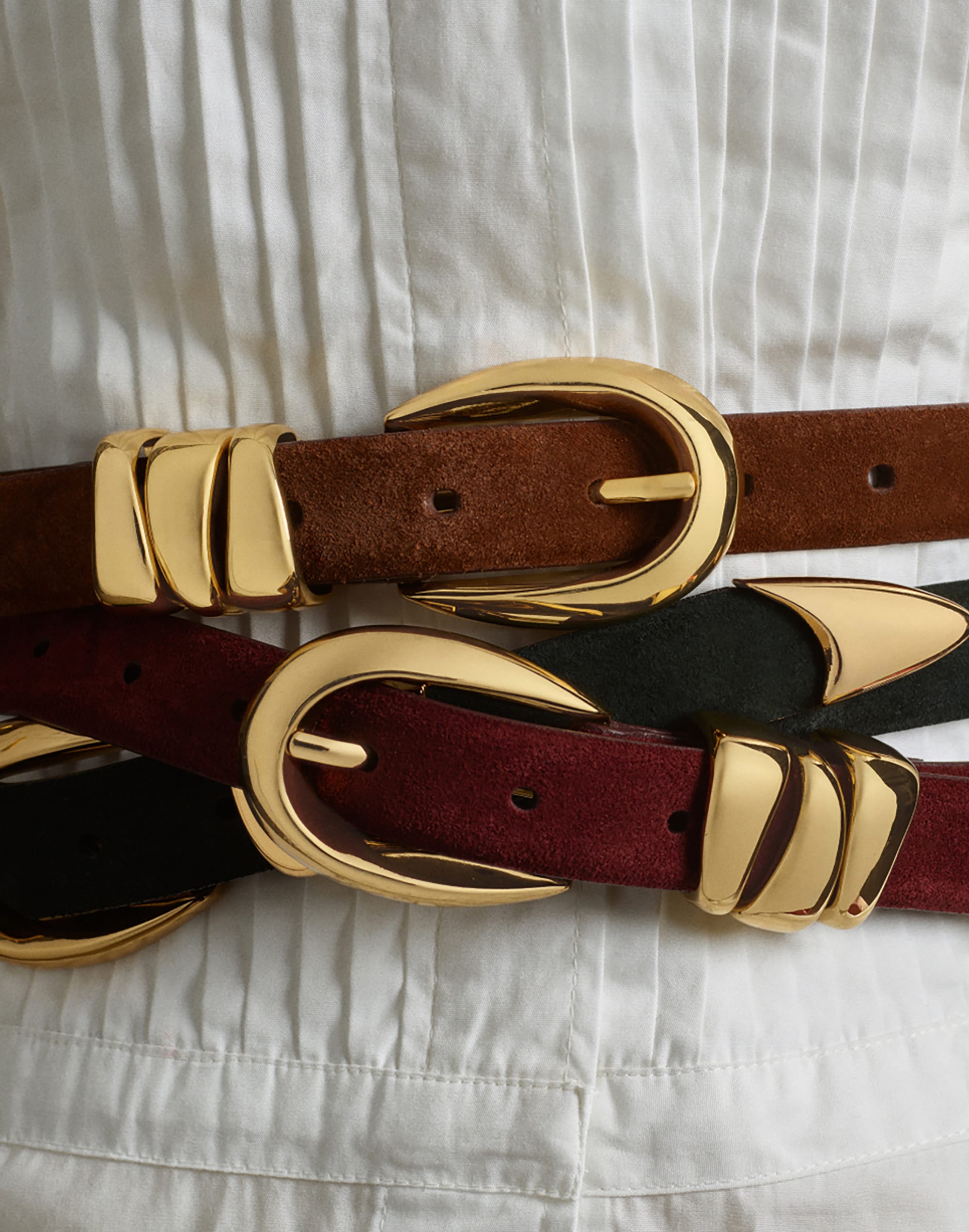 Triple Metal Keeper Belt in Suede Alternate Image 2