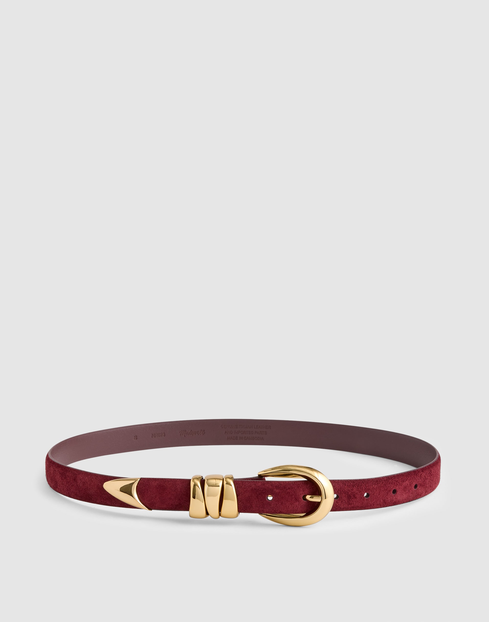 triple metal keeper belt in suede