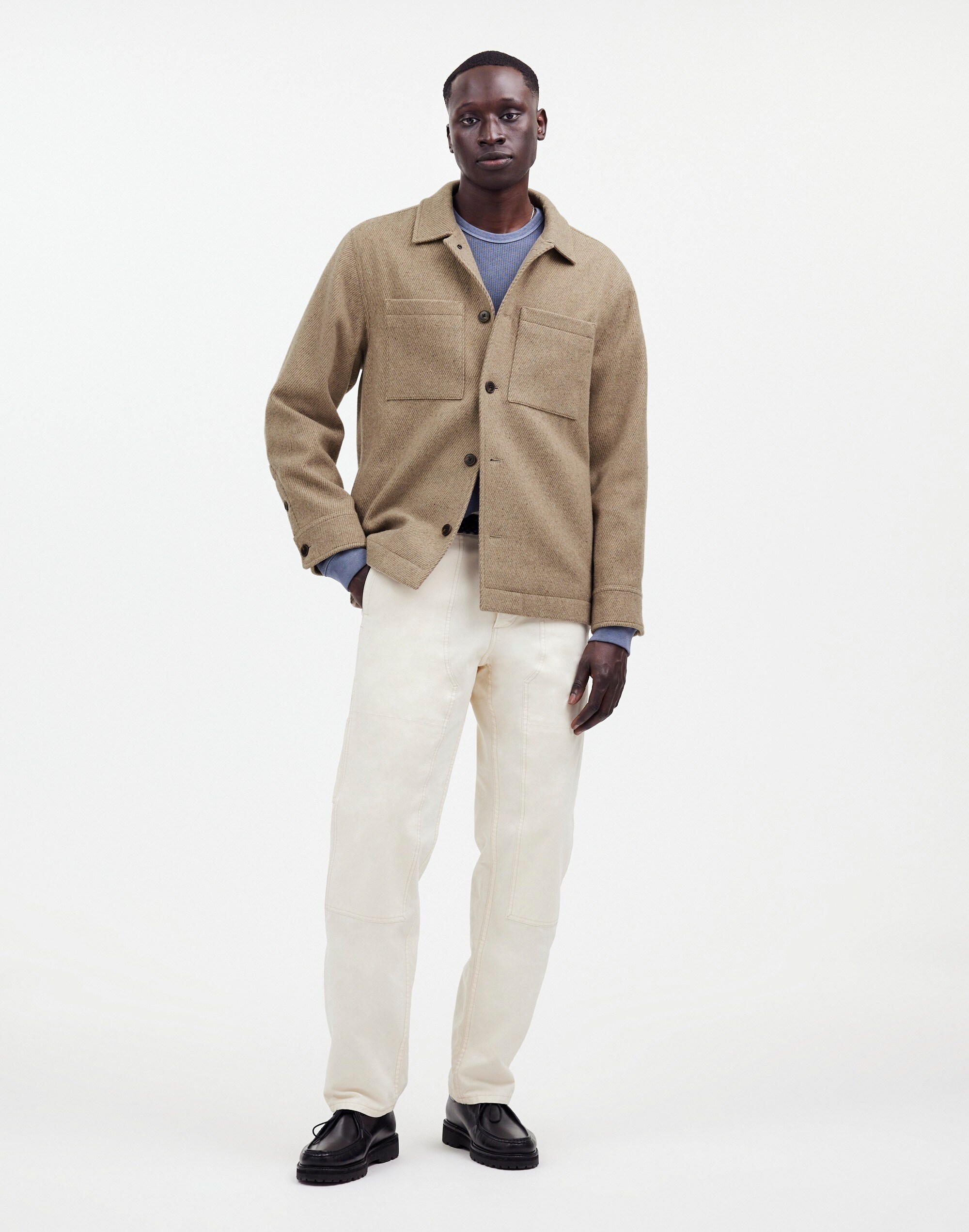 Shirt-Jacket in Italian Herringbone Fabric