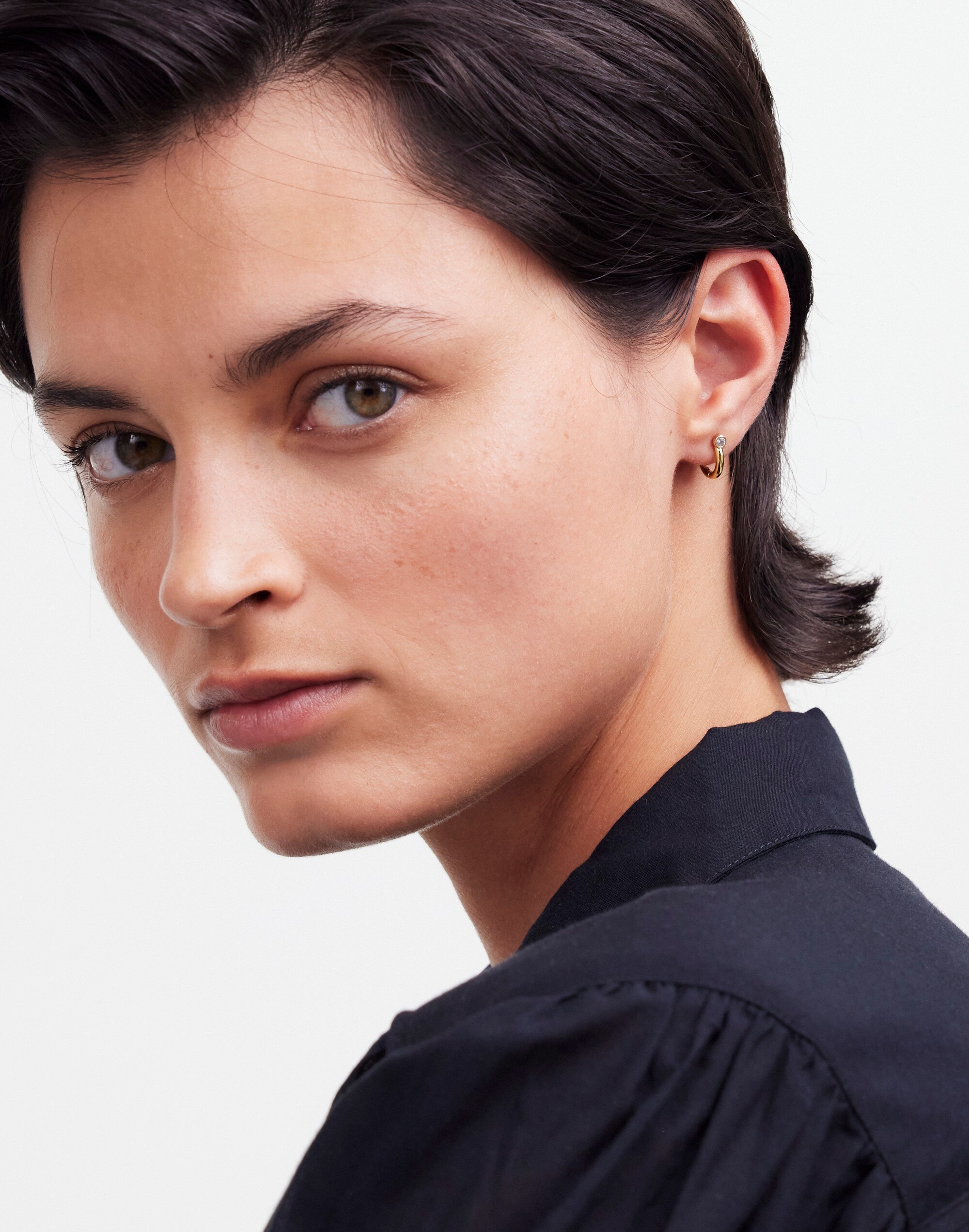 The Tennis Collection Bezel Set Crystal Huggie Hoop Earrings