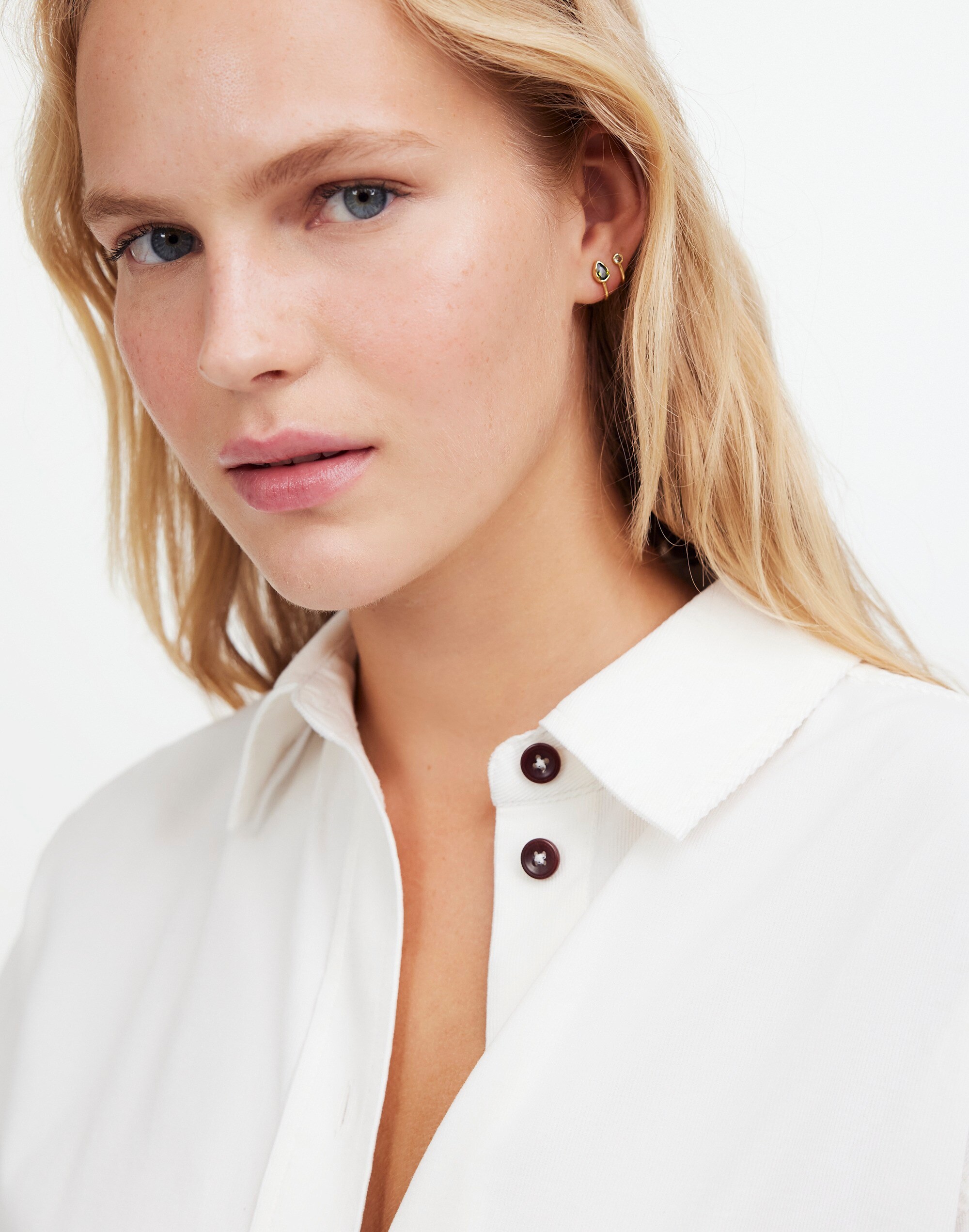 Molten Gem Double Huggie Hoop Earrings