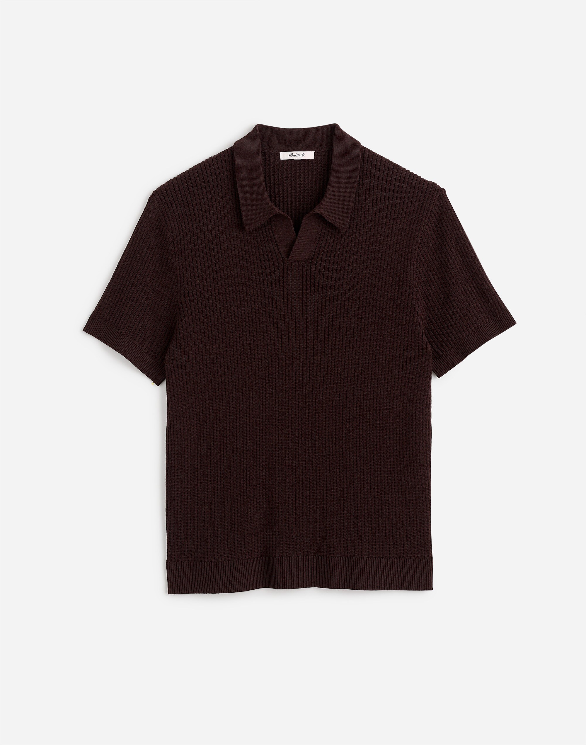 Open-Stitch Johnny-Collar Sweater Polo Shirt in roasted espresso image 6