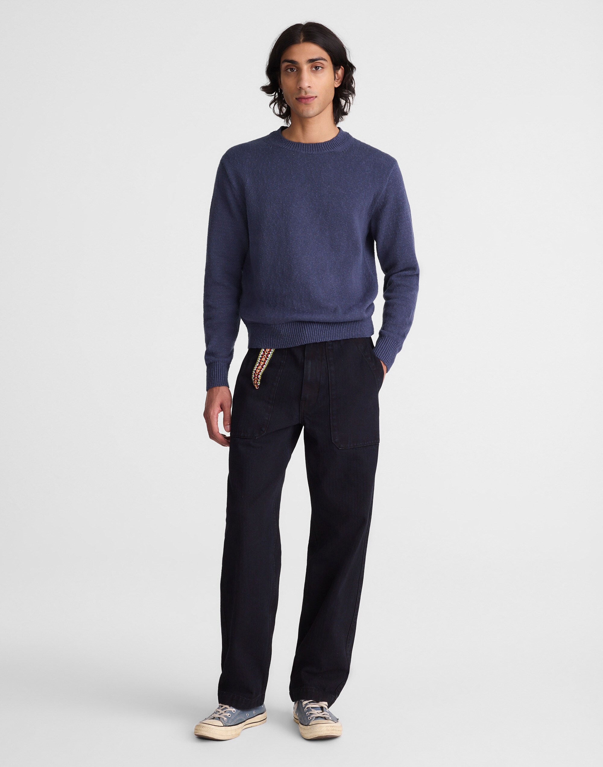 Crewneck Sweater in Textured Cotton