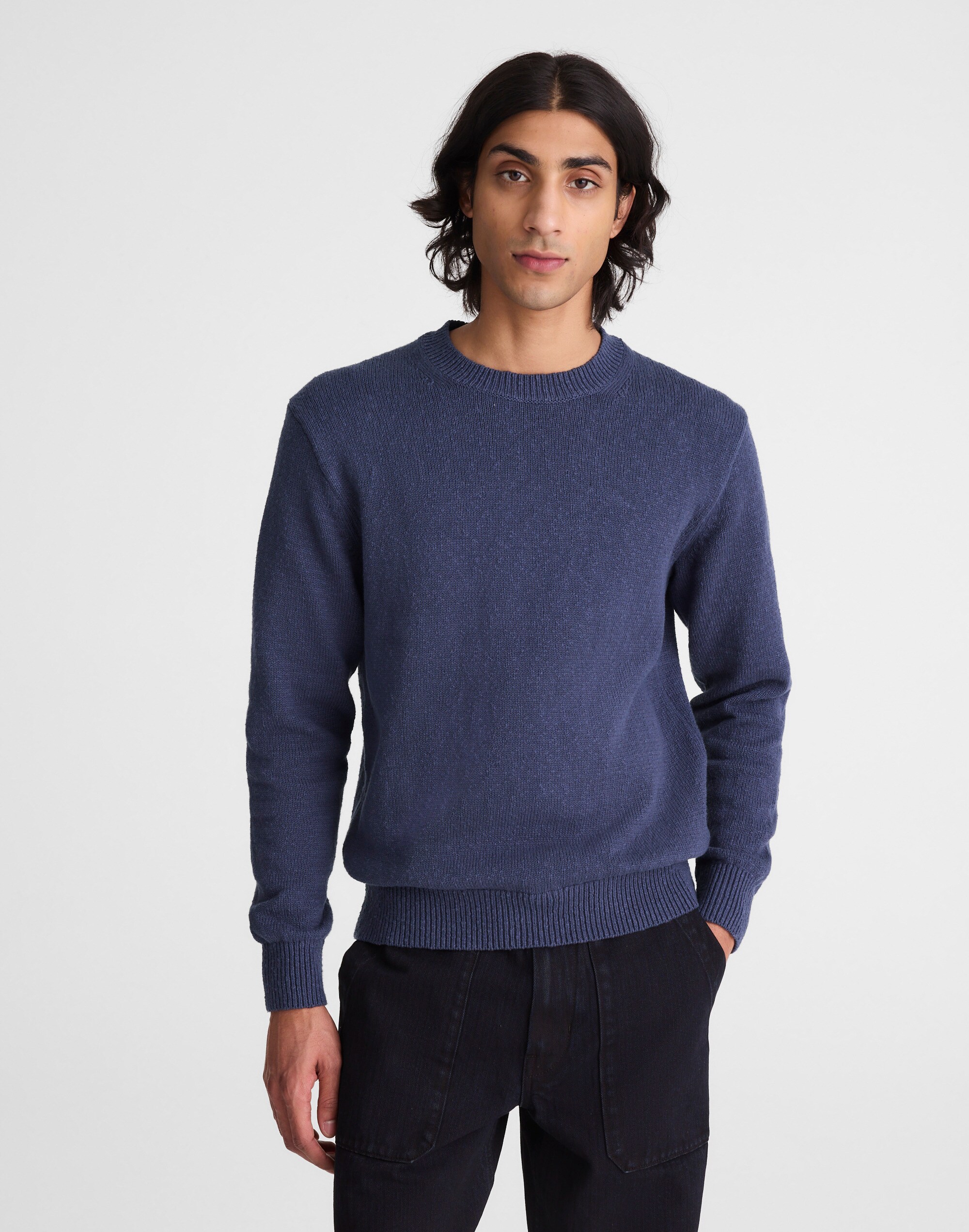 Crewneck Sweater in Textured Cotton