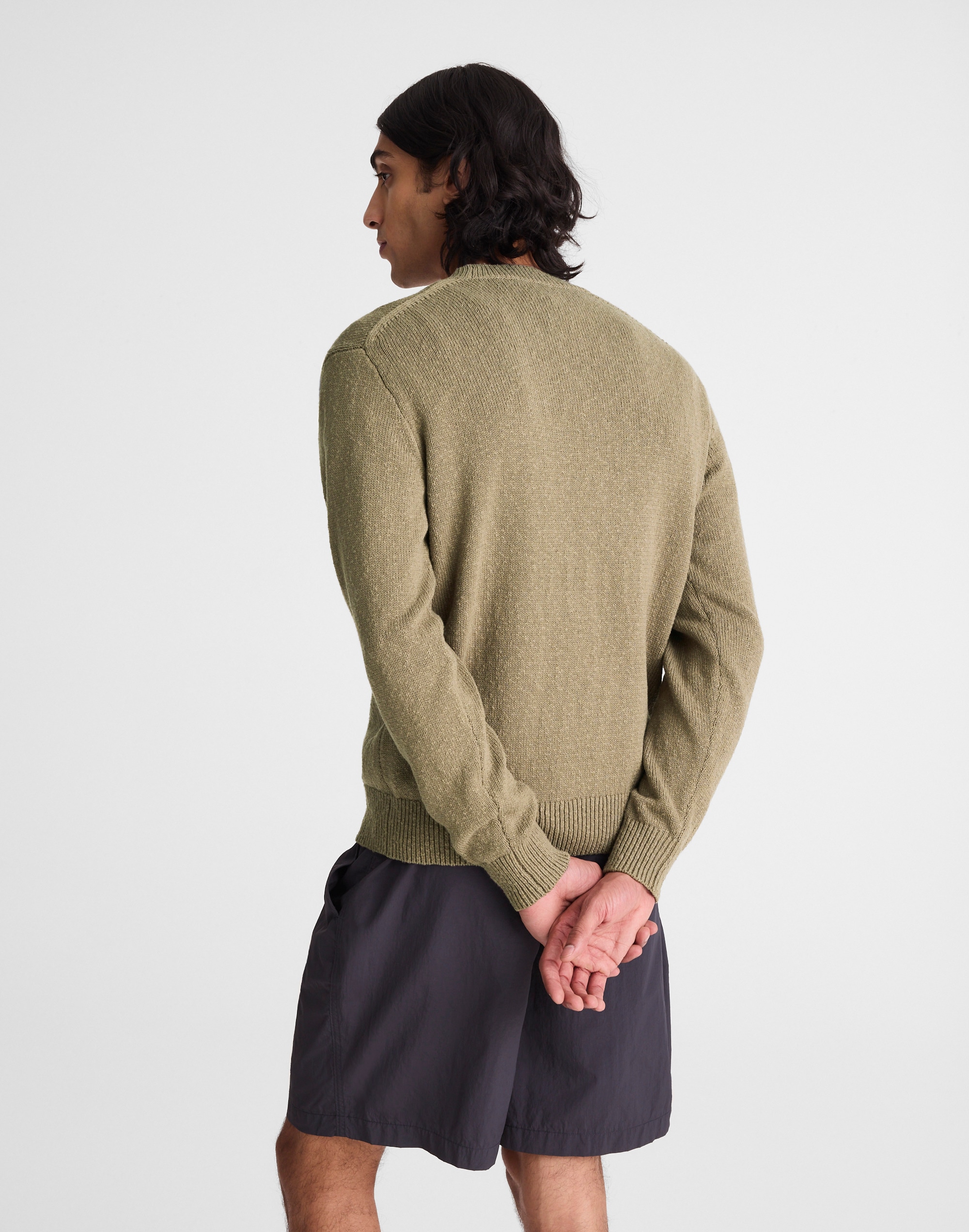 Crewneck Sweater in Textured Cotton