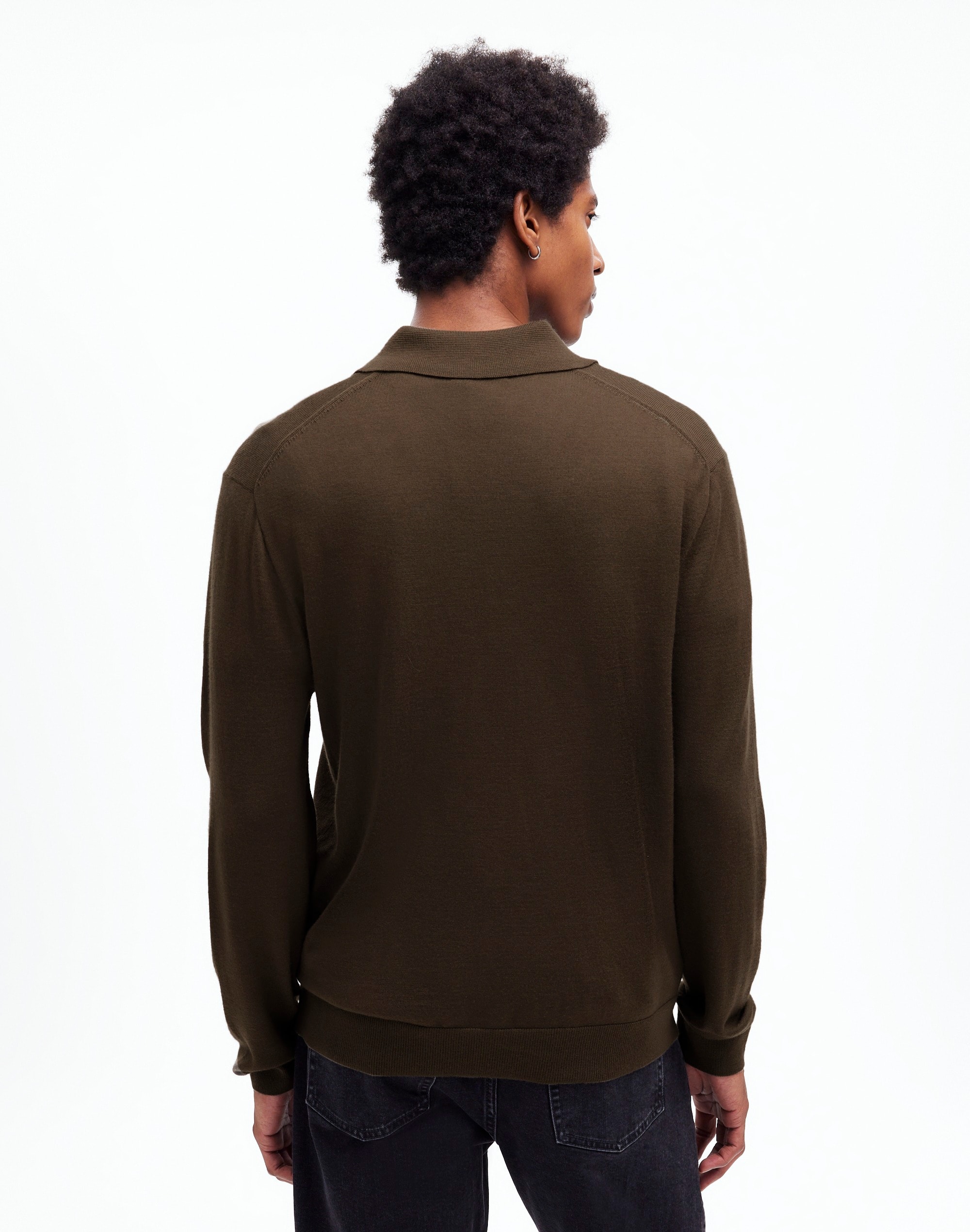 Three-Button Sweater Polo Shirt in Merino Wool