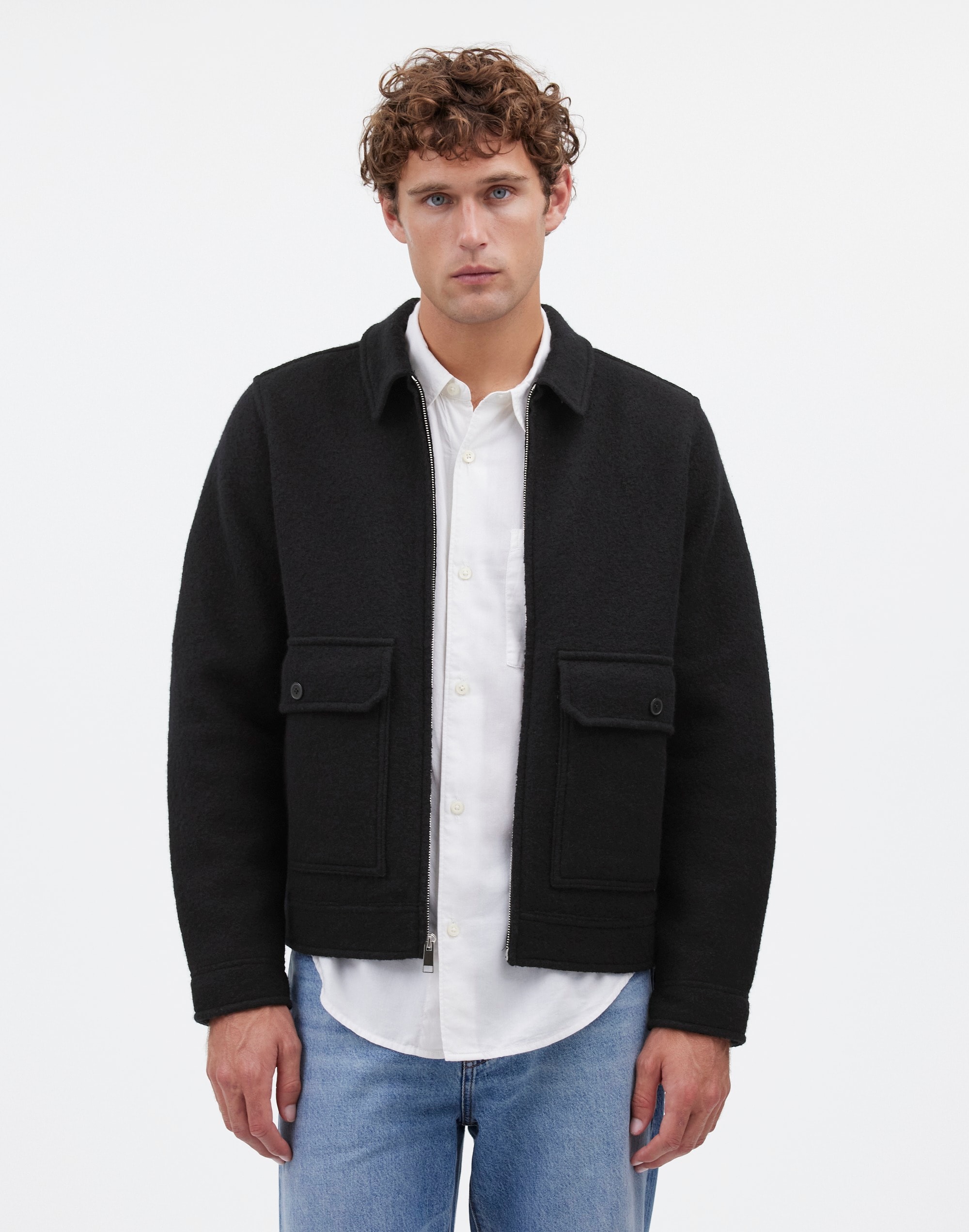 Boiled Wool Zip-Front Jacket