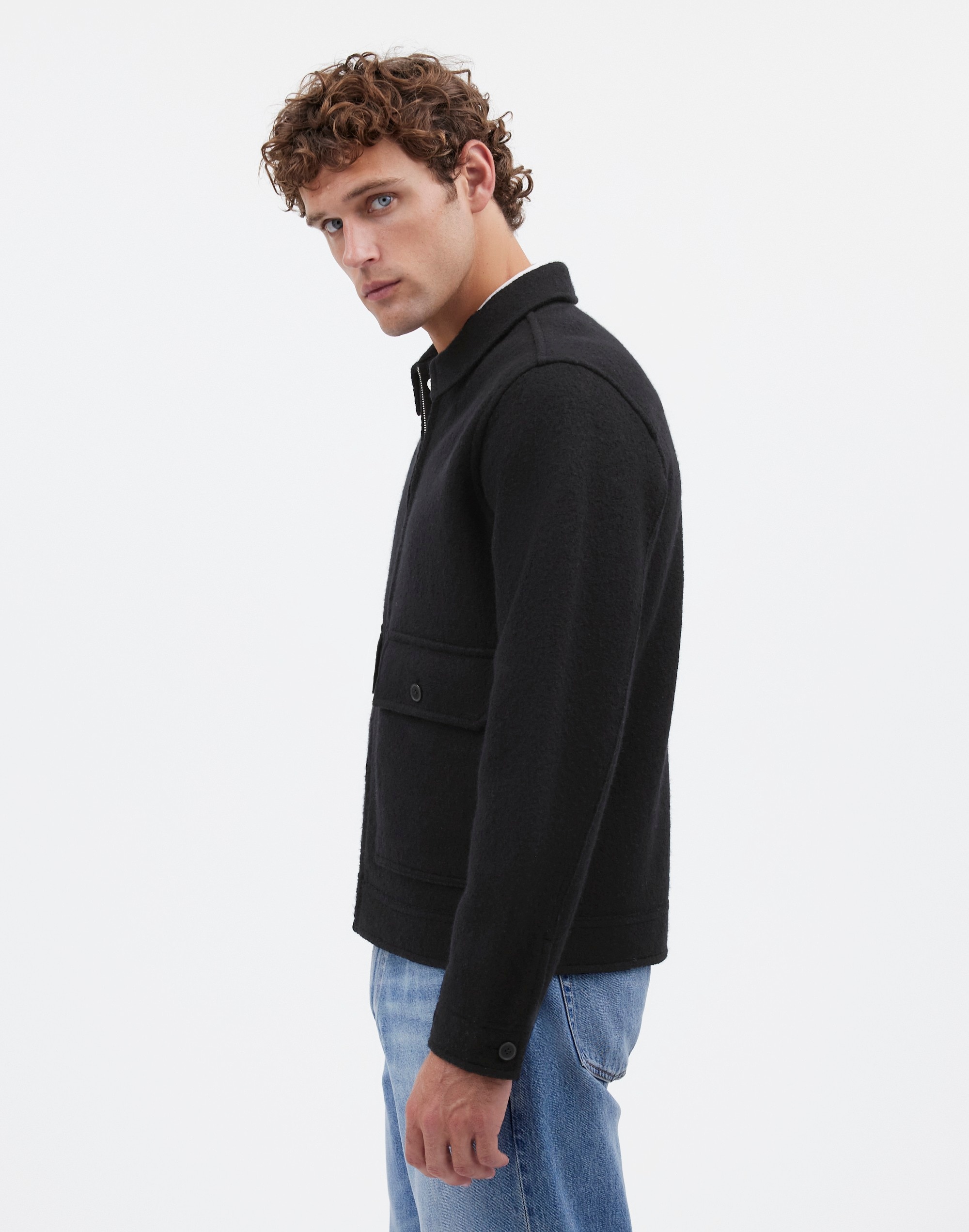 Boiled Wool Zip-Front Jacket