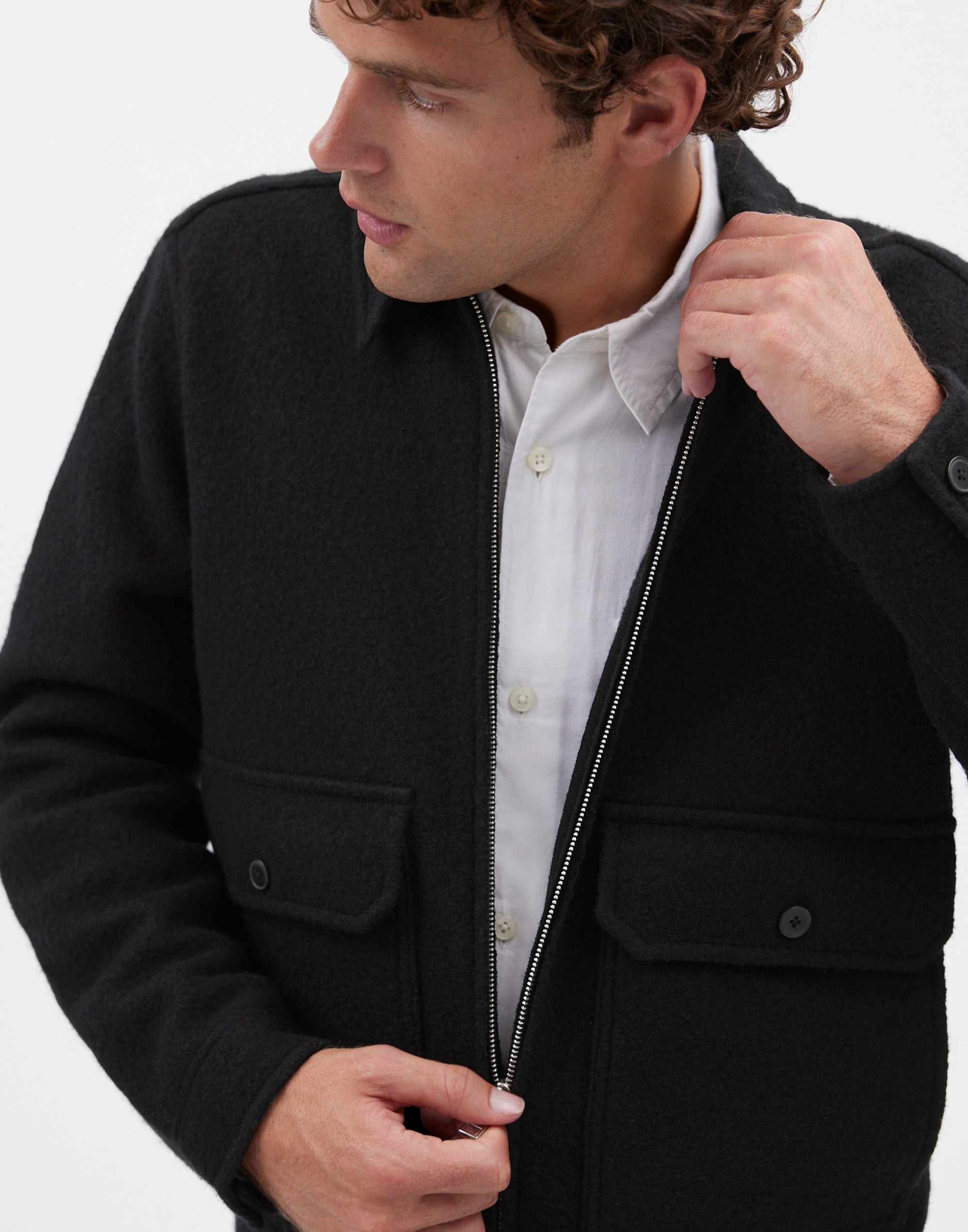 Boiled Wool Zip-Front Jacket