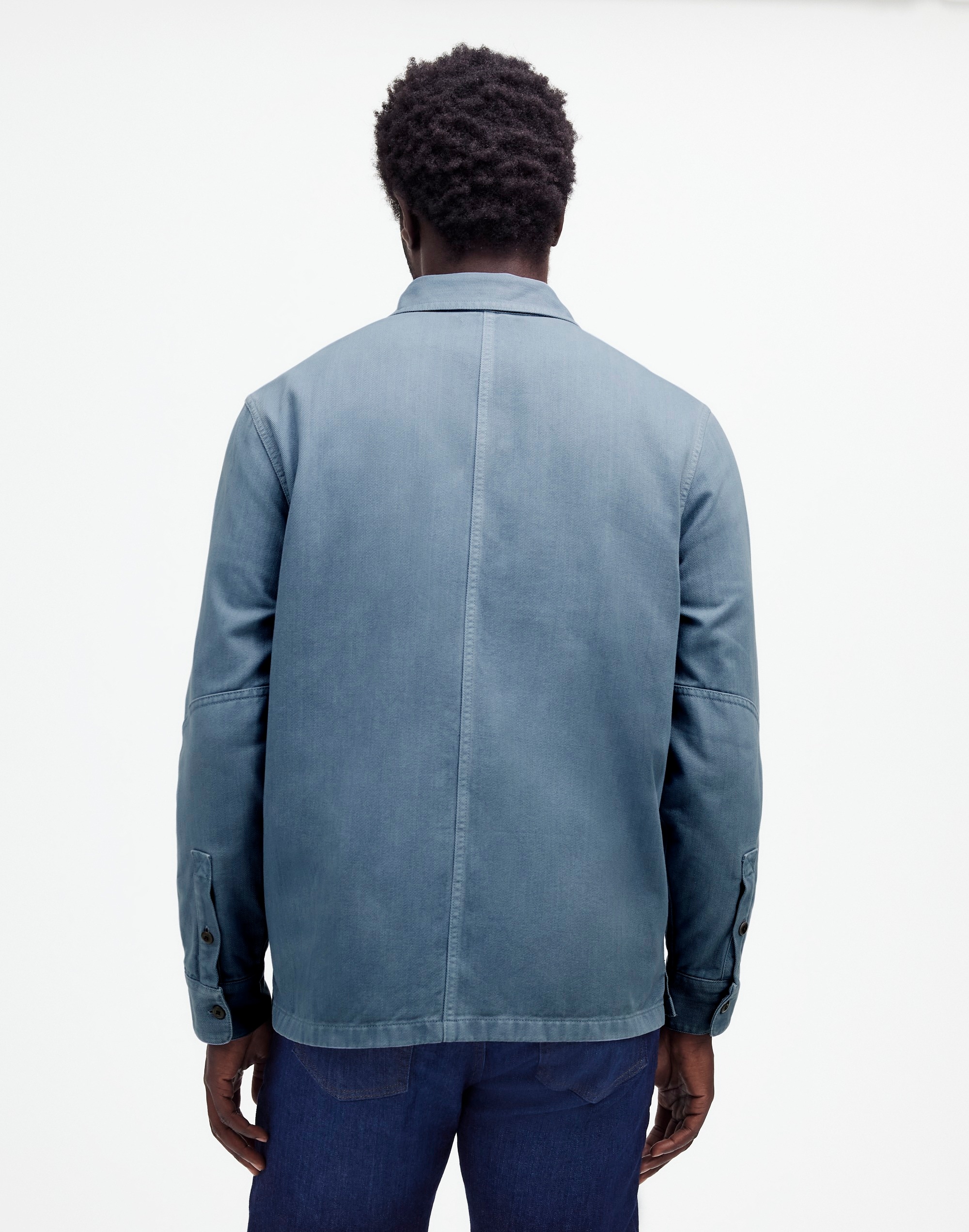 Garment-Dyed Straight-Hem Work Shirt in stonewash blue image 4