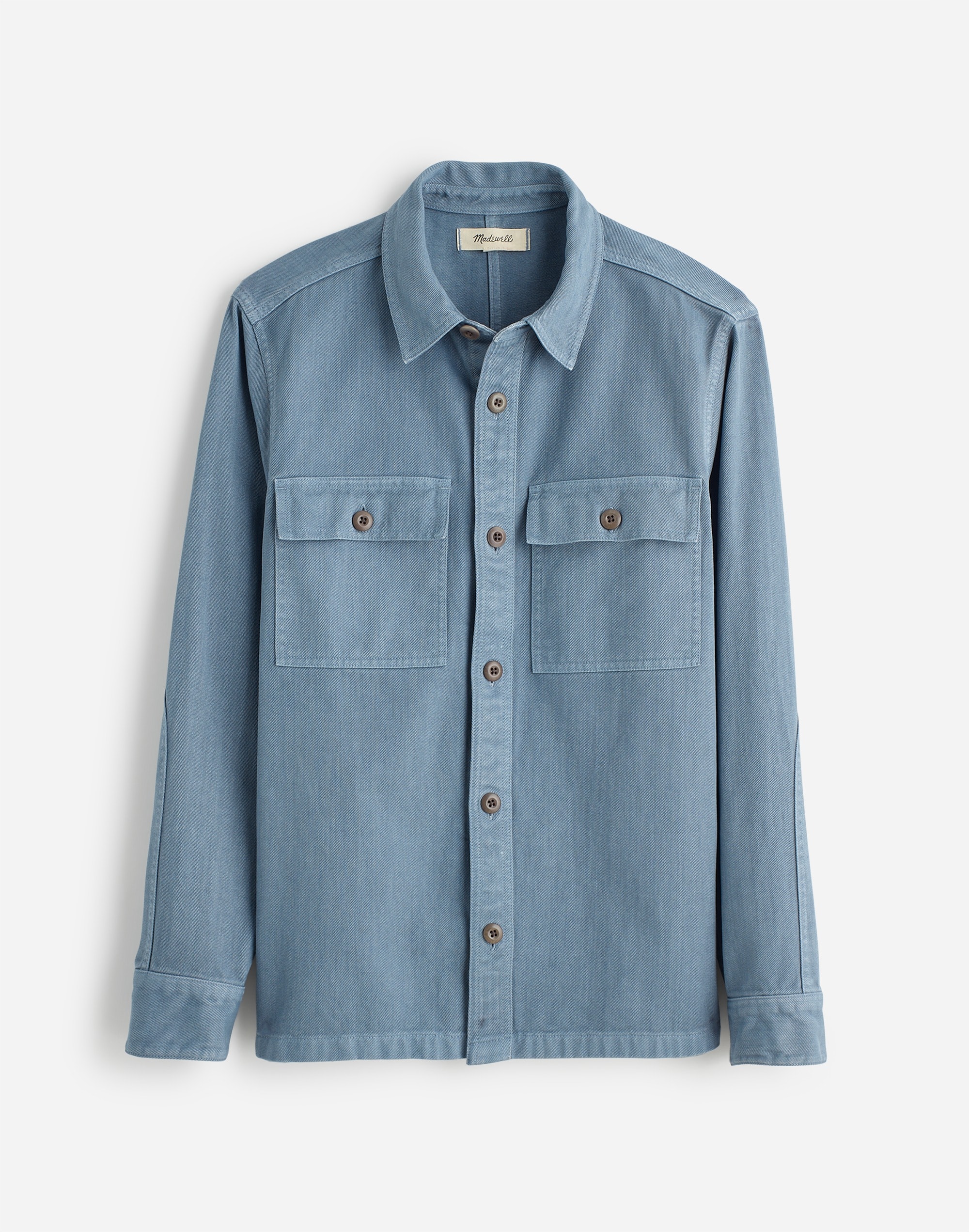 Garment-Dyed Straight-Hem Work Shirt in stonewash blue image 6