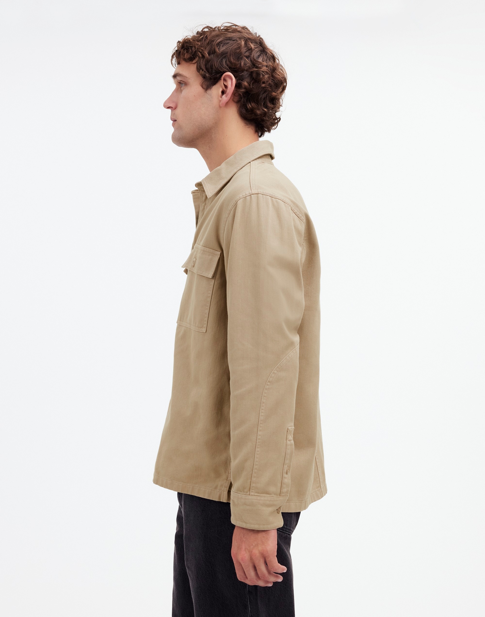 Garment-Dyed Straight-Hem Work Shirt