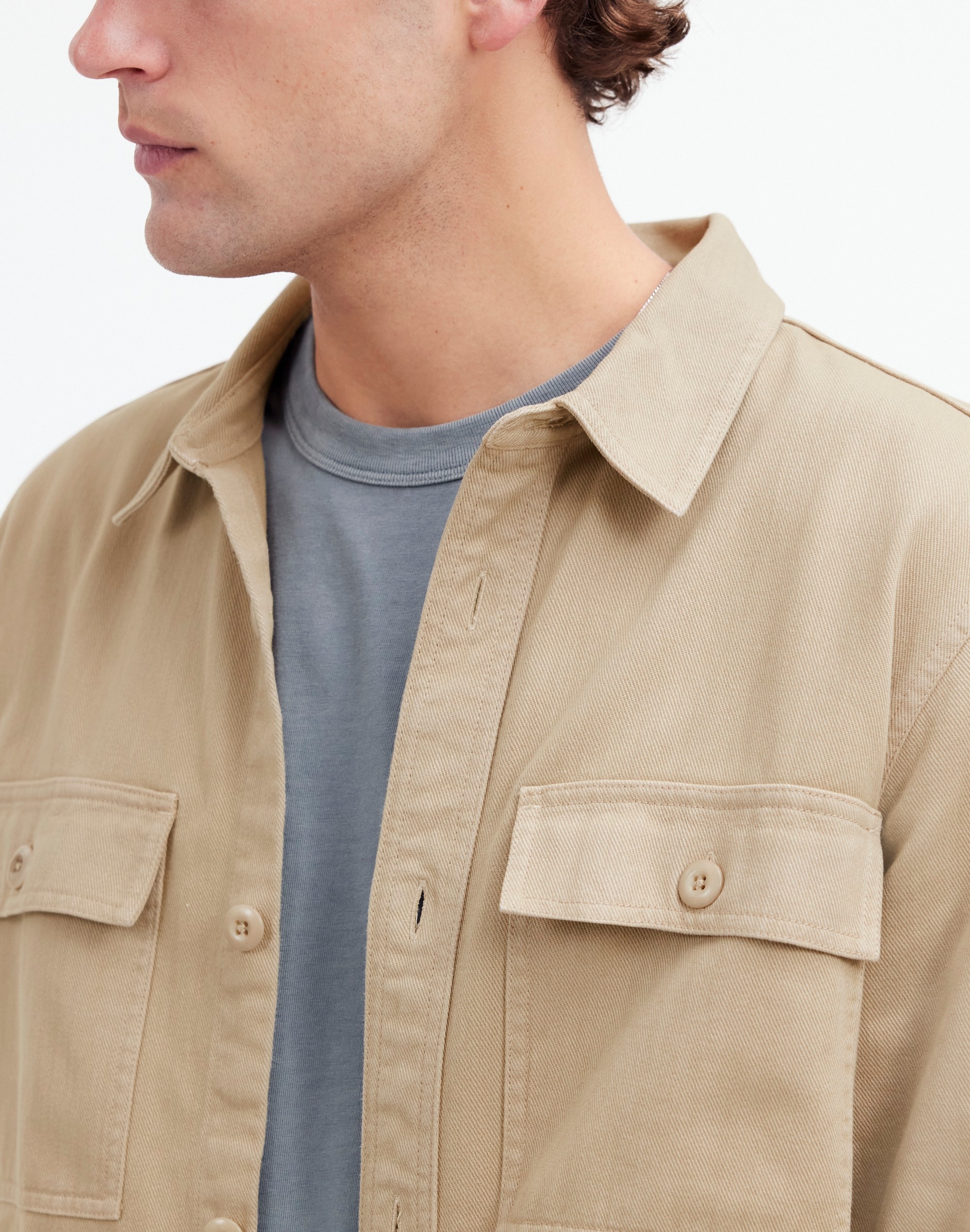 Garment-Dyed Straight-Hem Work Shirt