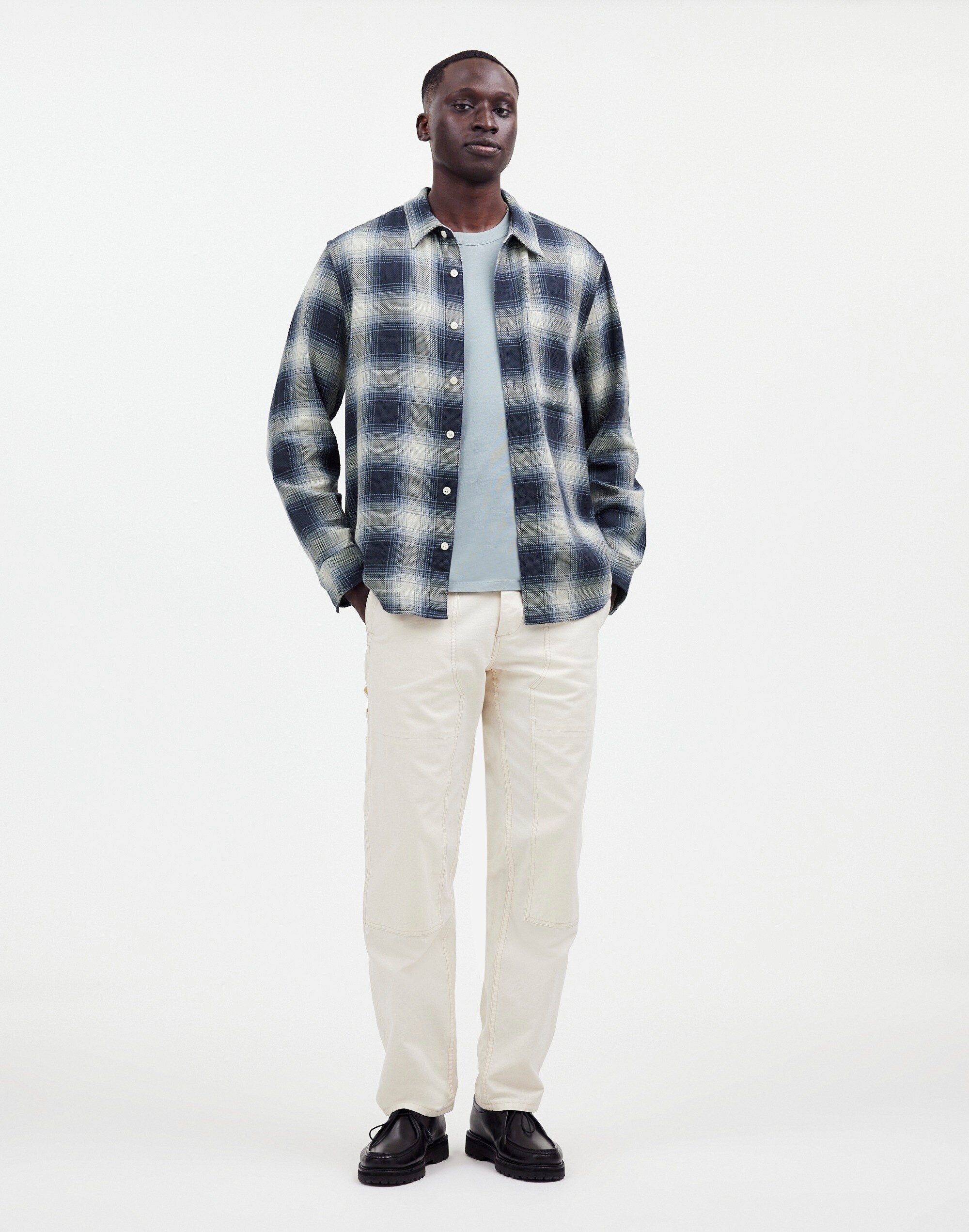 Easy Long-Sleeve Shirt in Cotton Dobby