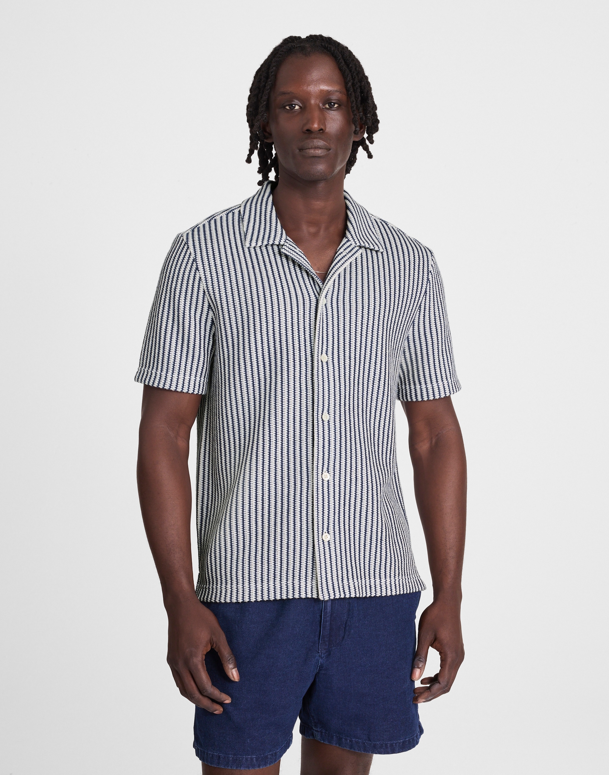 Textured-Knit Short-Sleeve Shirt