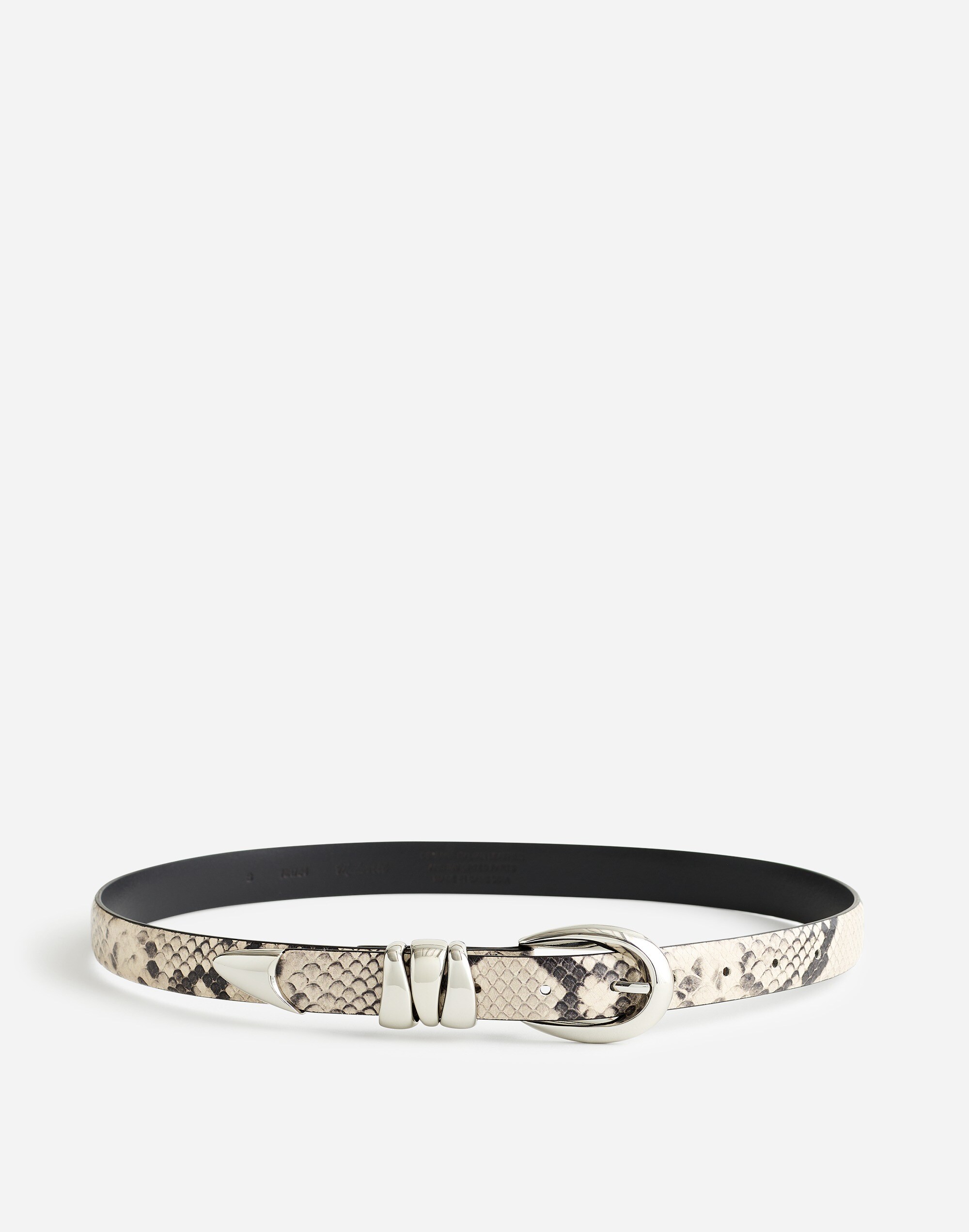 triple metal keeper belt in stamped leather