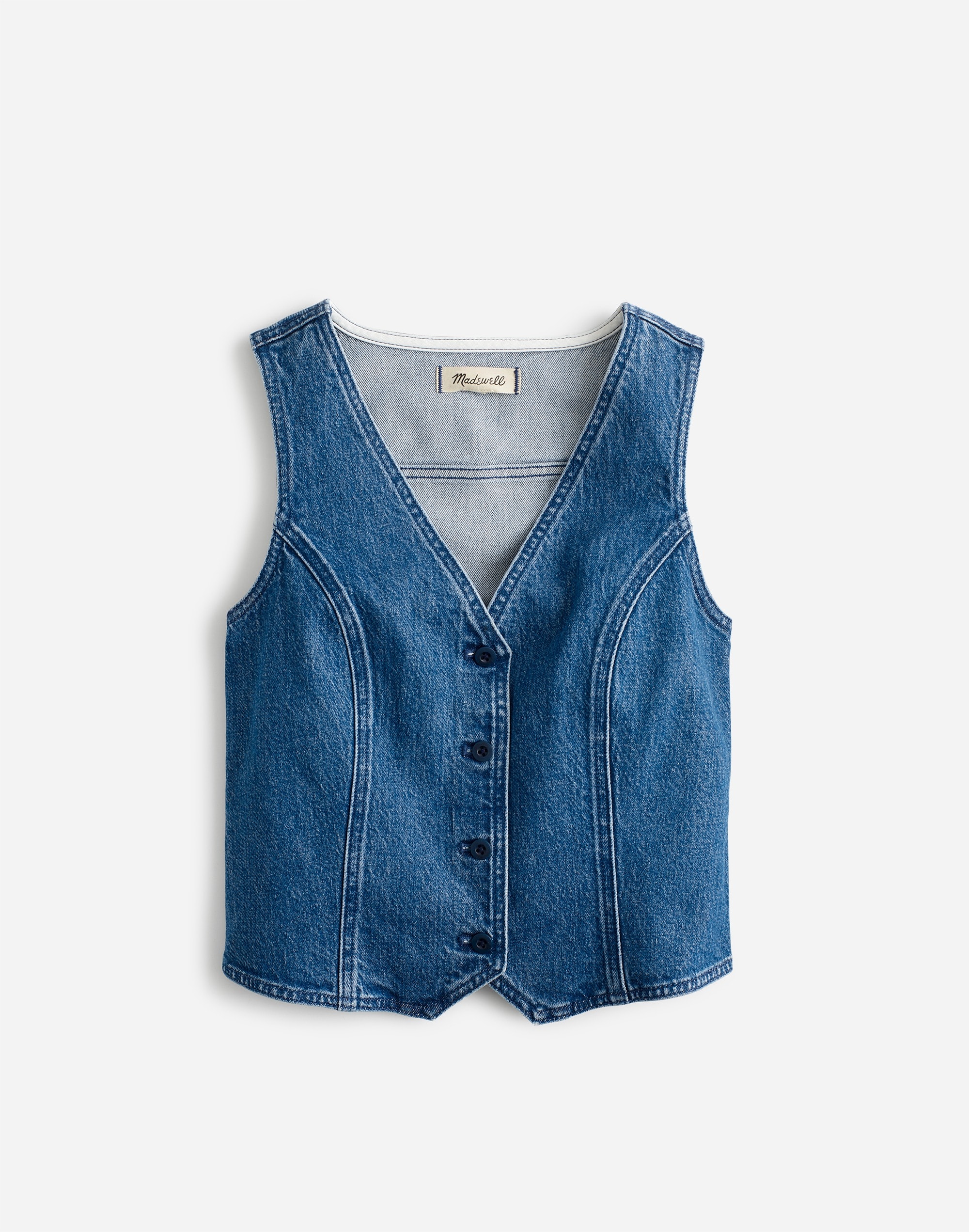 Mw Denim Fitted Vest In Blue