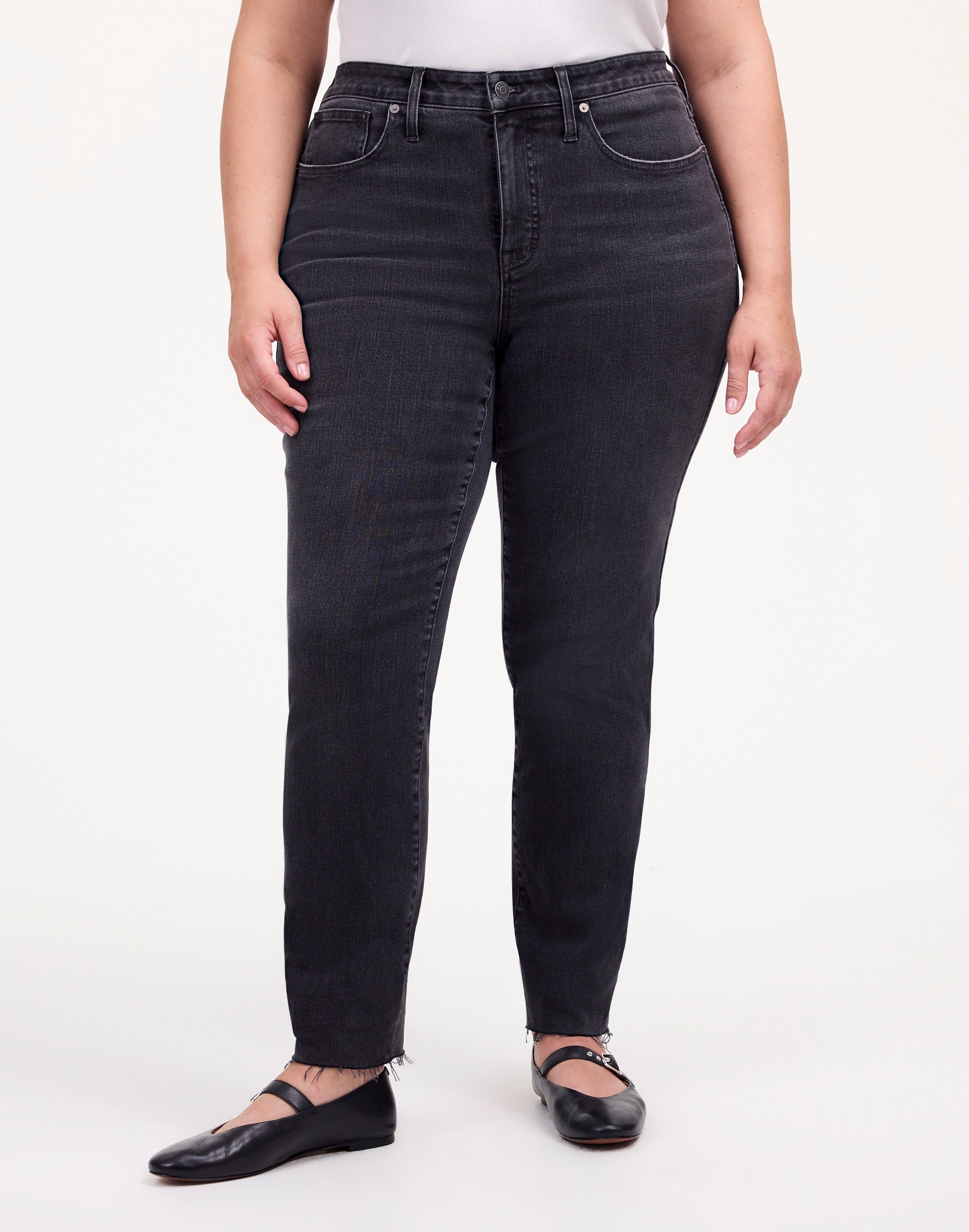 Plus Mid-Rise Stovepipe Jeans in Armand Wash: Raw-Hem Edition