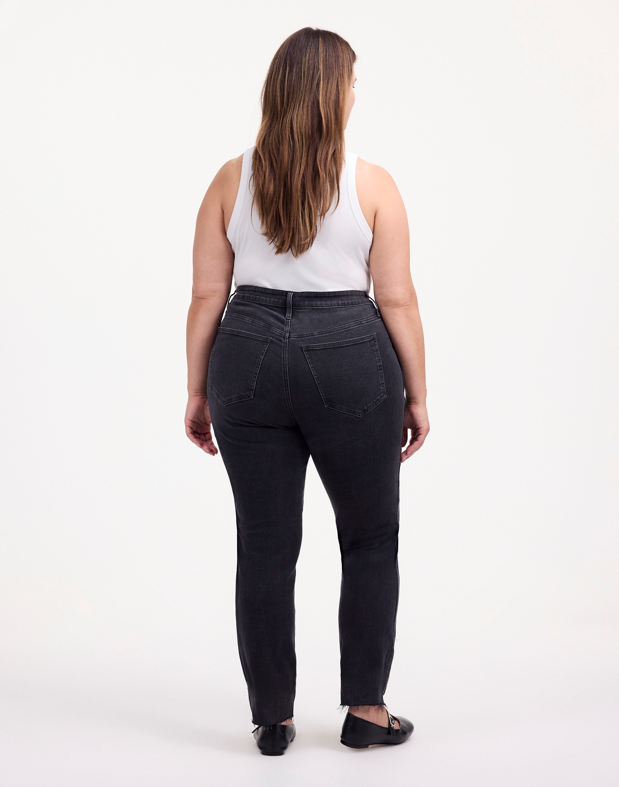 Plus Mid-Rise Stovepipe Jeans in Armand Wash: Raw-Hem Edition