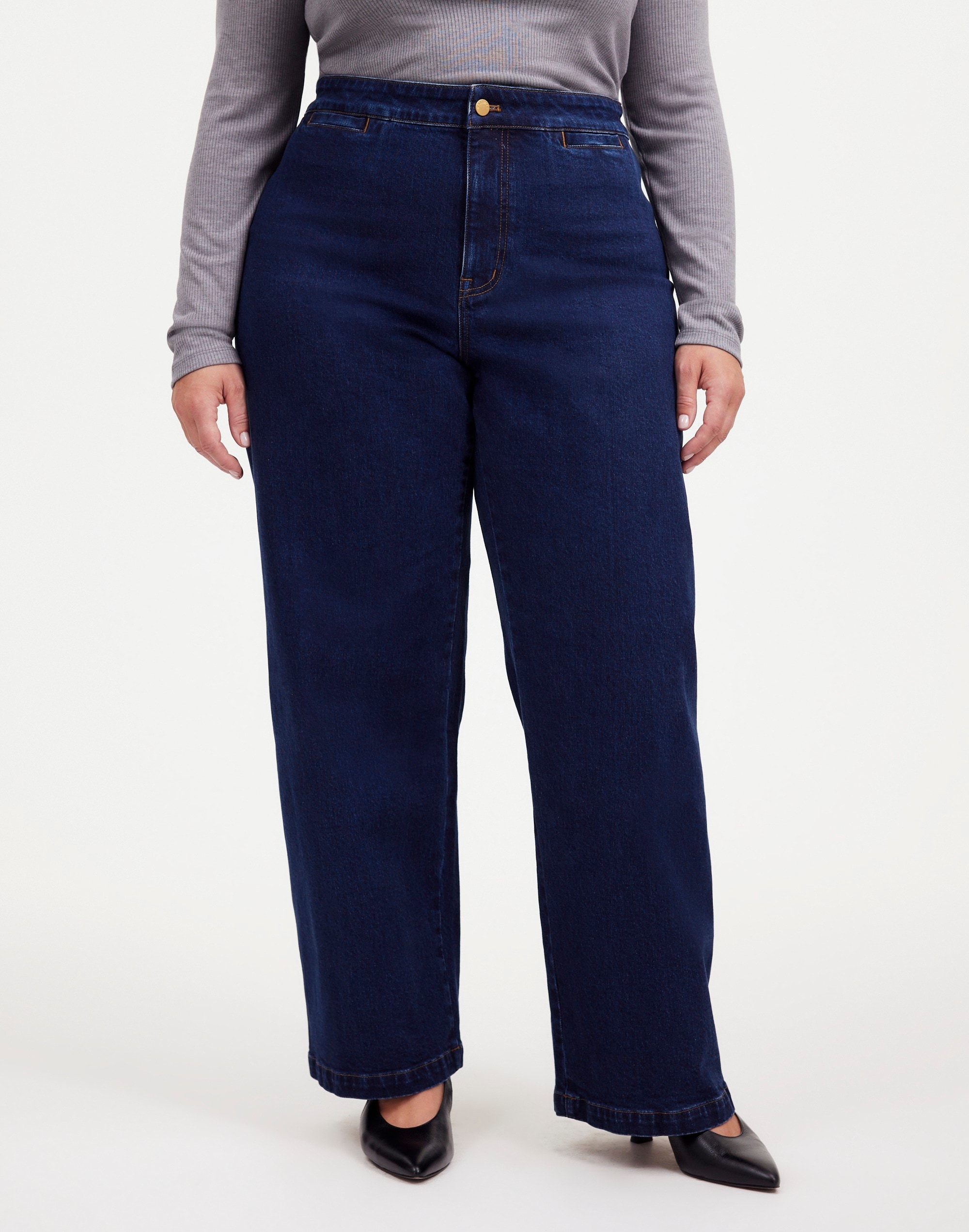 The Plus Curvy Emmett Wide-Leg Jean in Leffers Wash: Welt Pocket Edition
