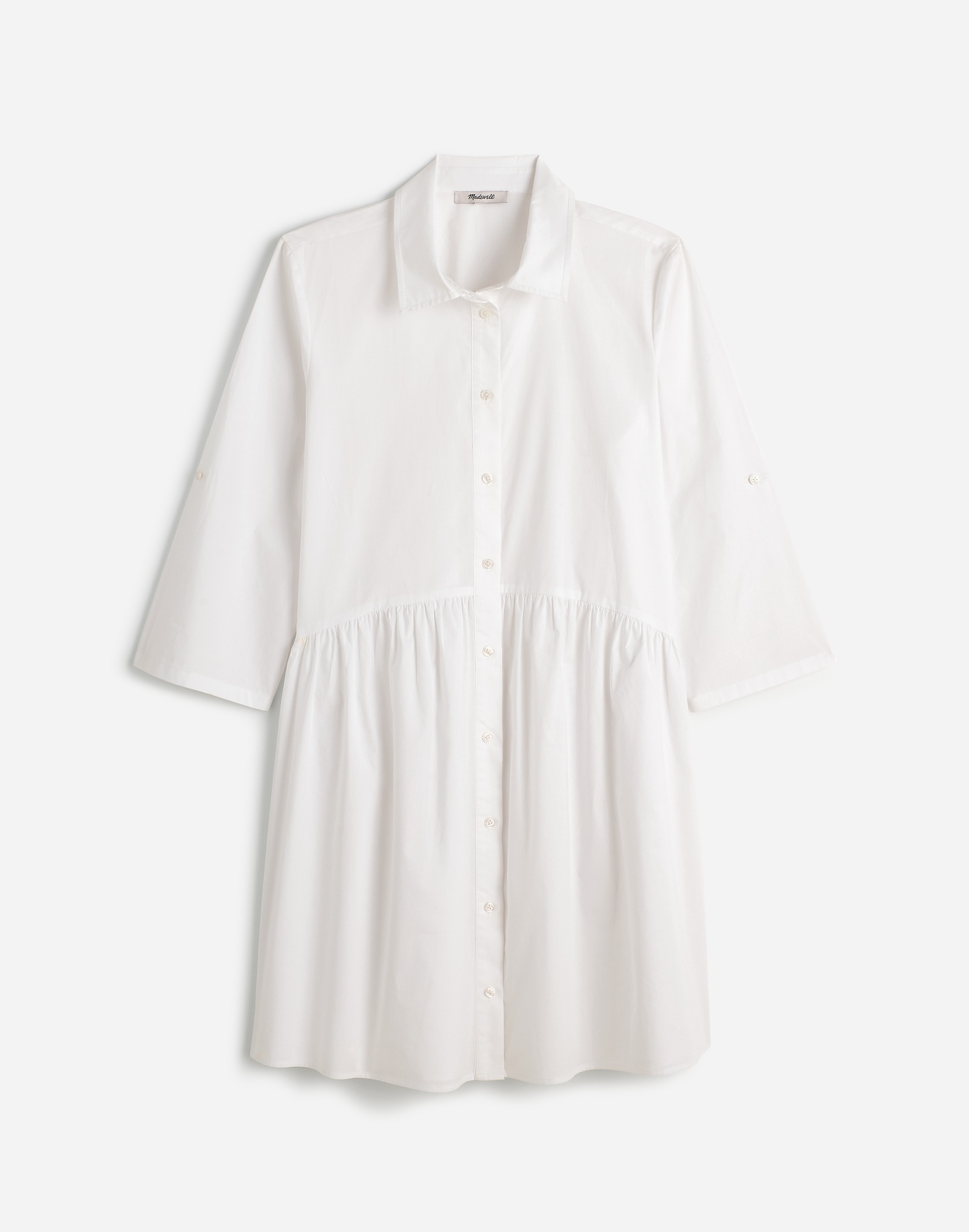 Button-Front Mini Shirtdress in Poplin