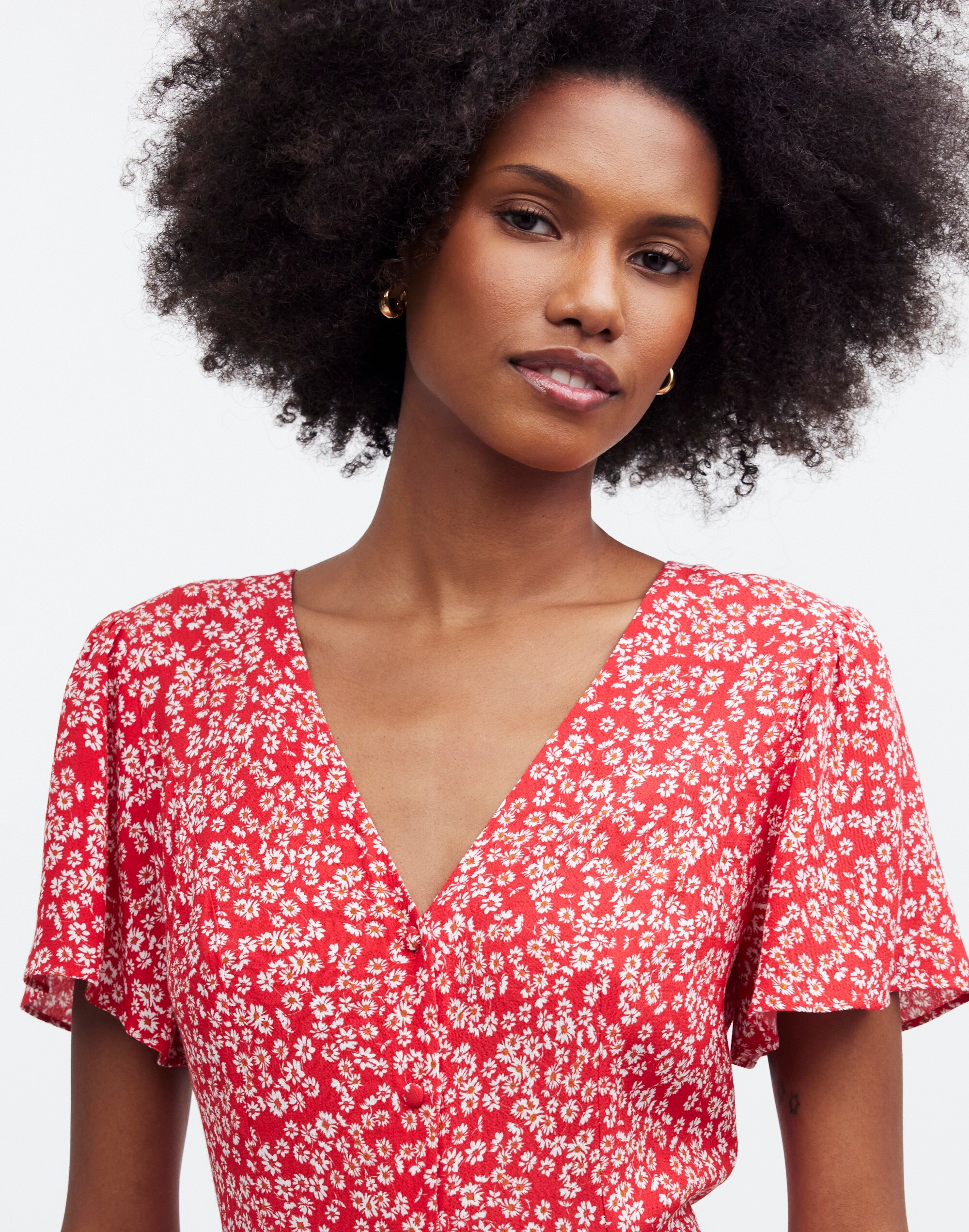 Flutter-Sleeve Mini Dress in Floral