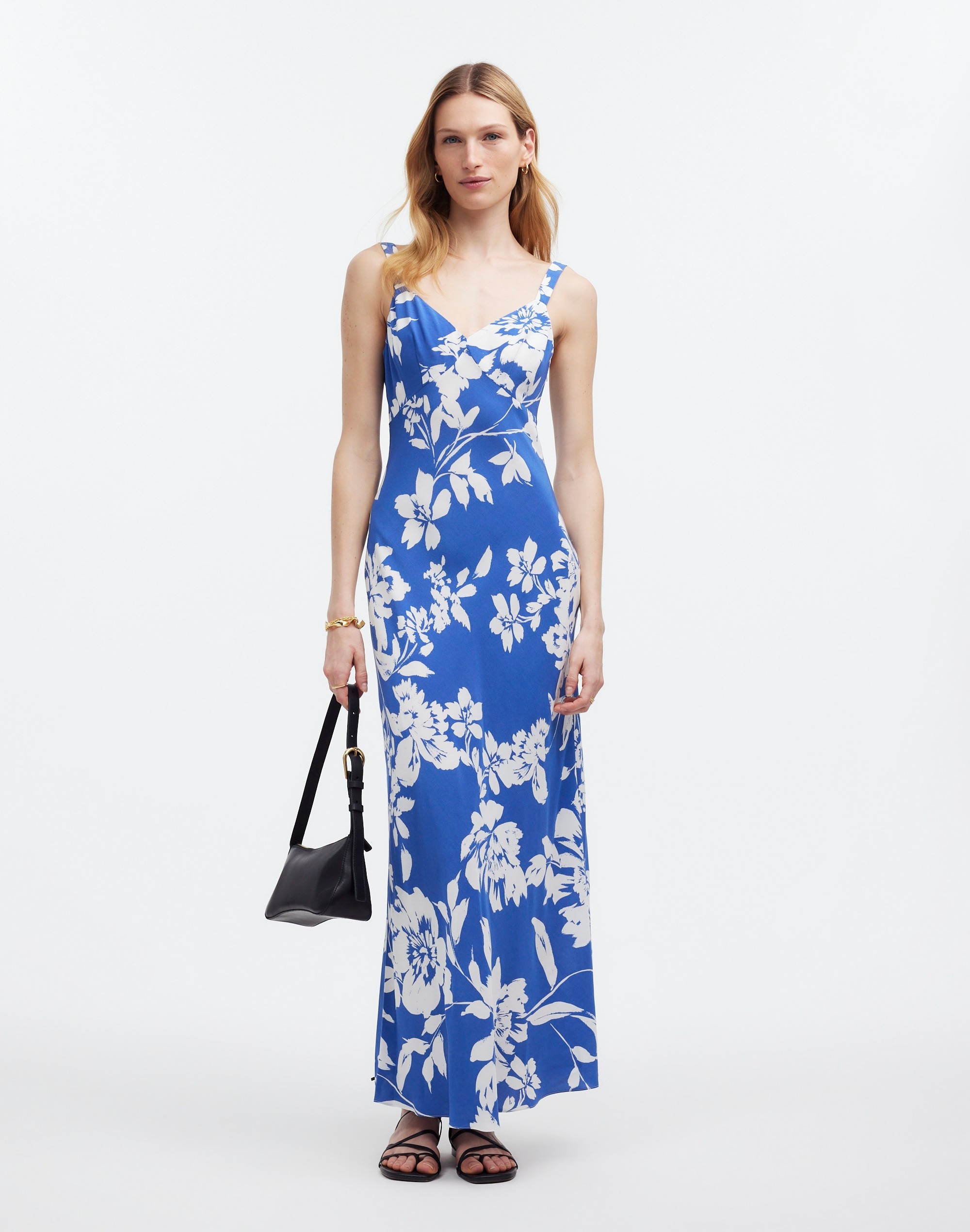 Mw Tank Midi Dress In Exploded Blue Floral