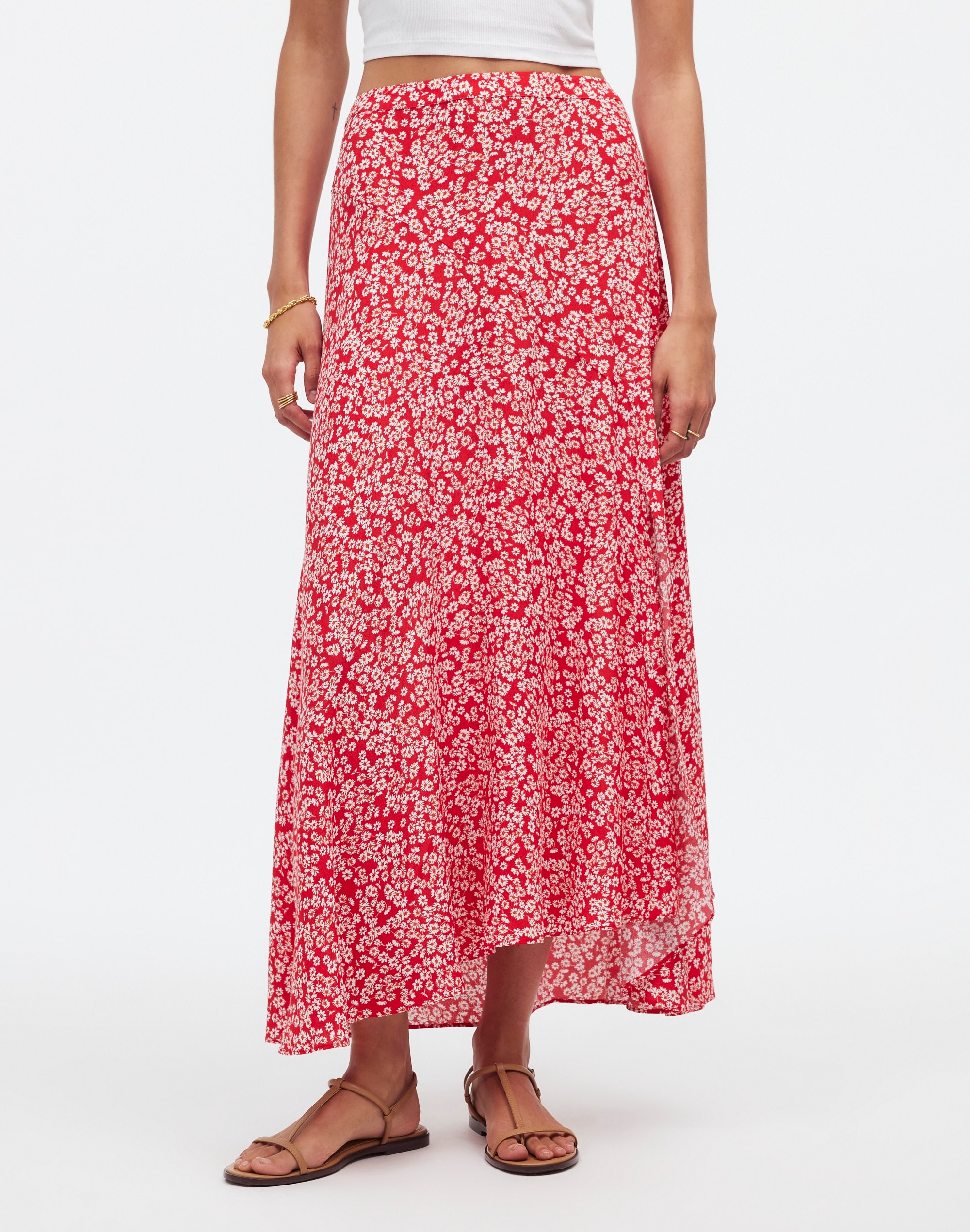 Midi Slip Skirt in Floral