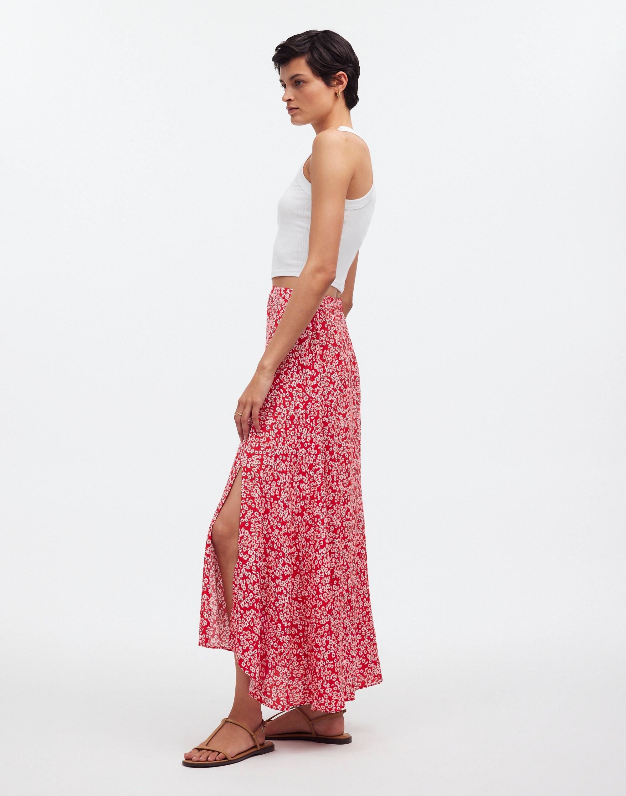 Midi Slip Skirt in Floral