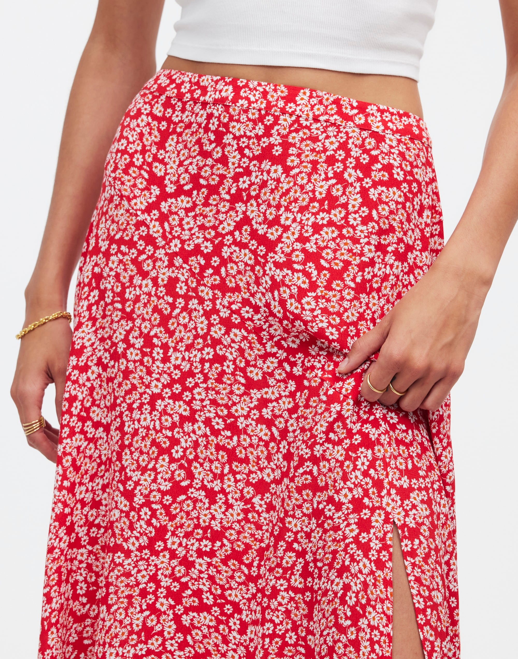 Midi Slip Skirt in Floral