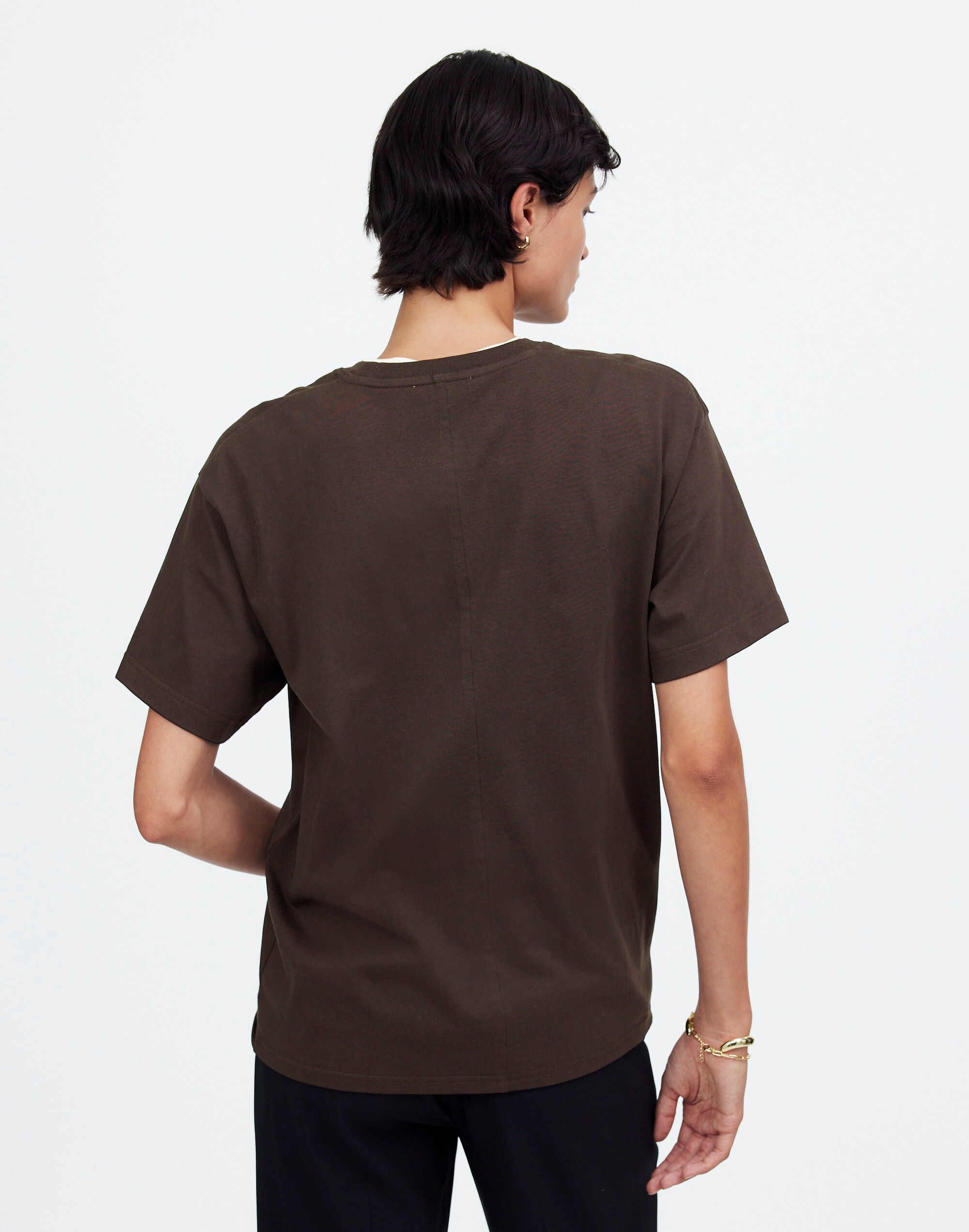 Cotton Relaxed Oversized Tee in dark carob image 4