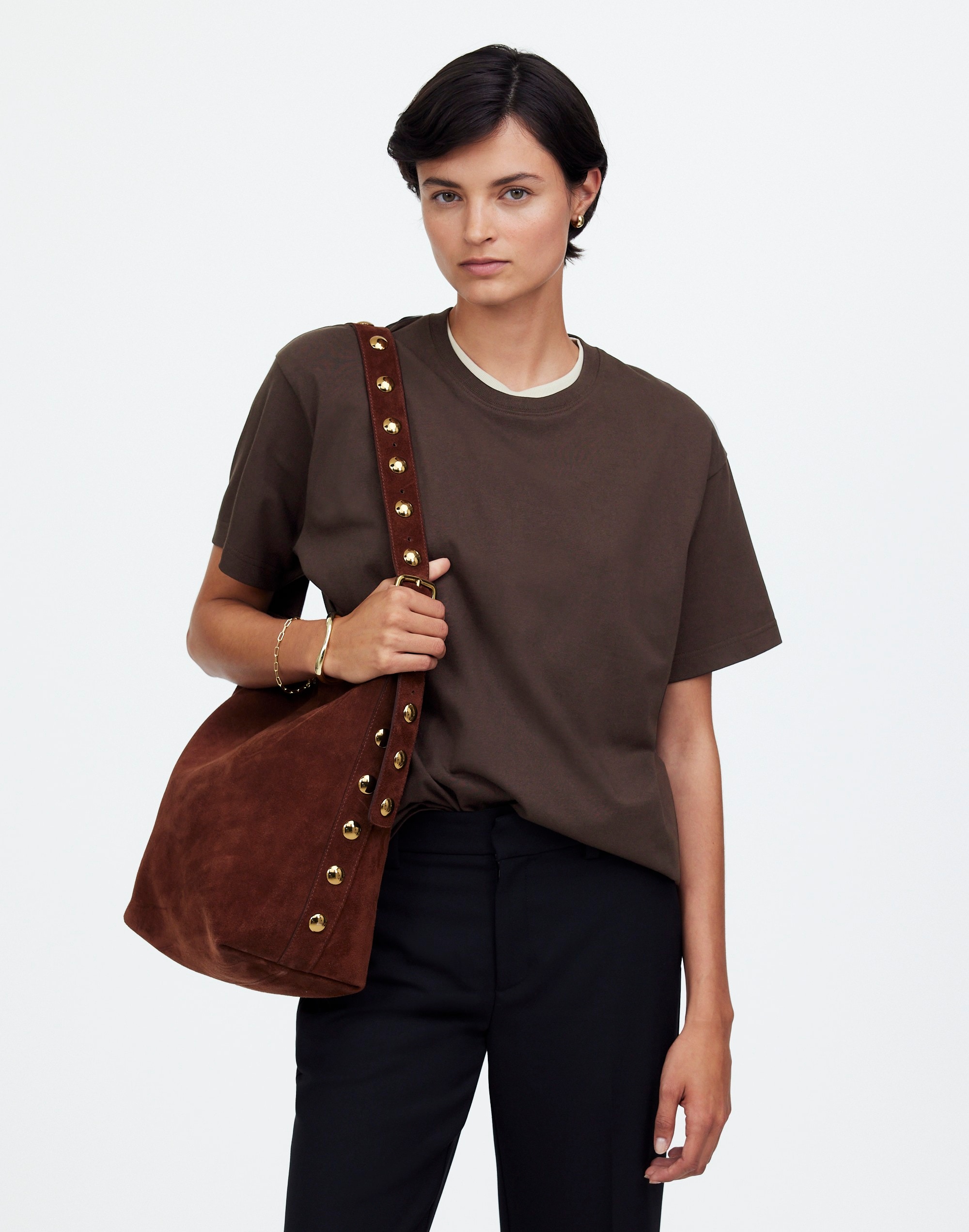 Cotton Relaxed Oversized Tee in dark carob image 1