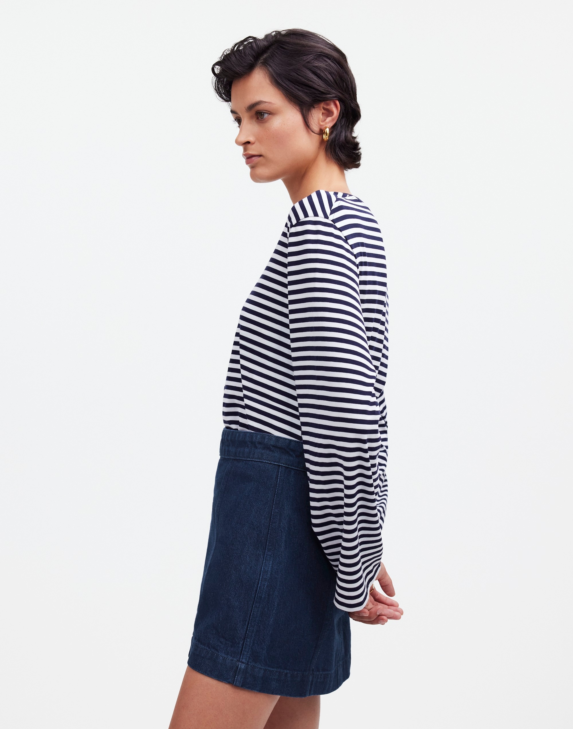 Denim Seamed Mini Skirt in Maytown Wash