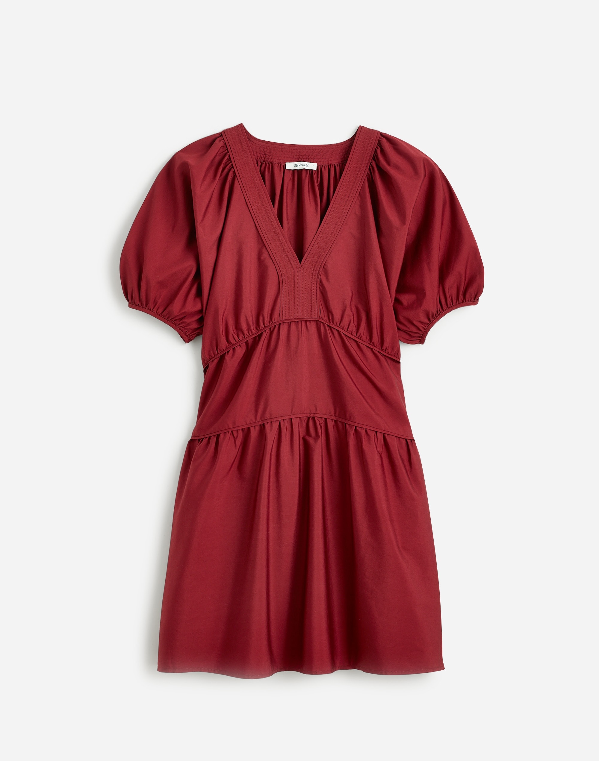 Puff-Sleeve Mini Dress in Poplin in null image 6