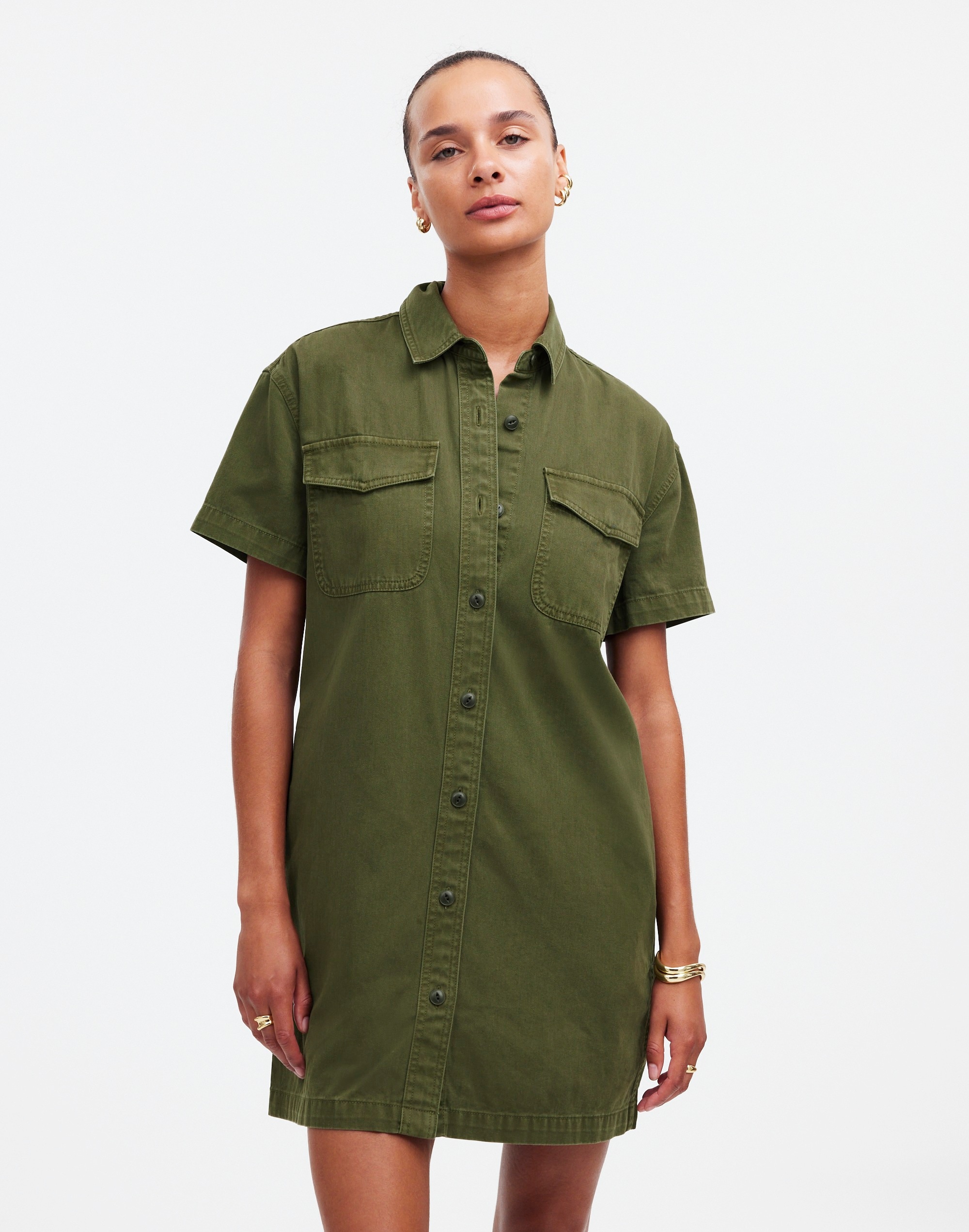 oversized mini shirtdress in chino