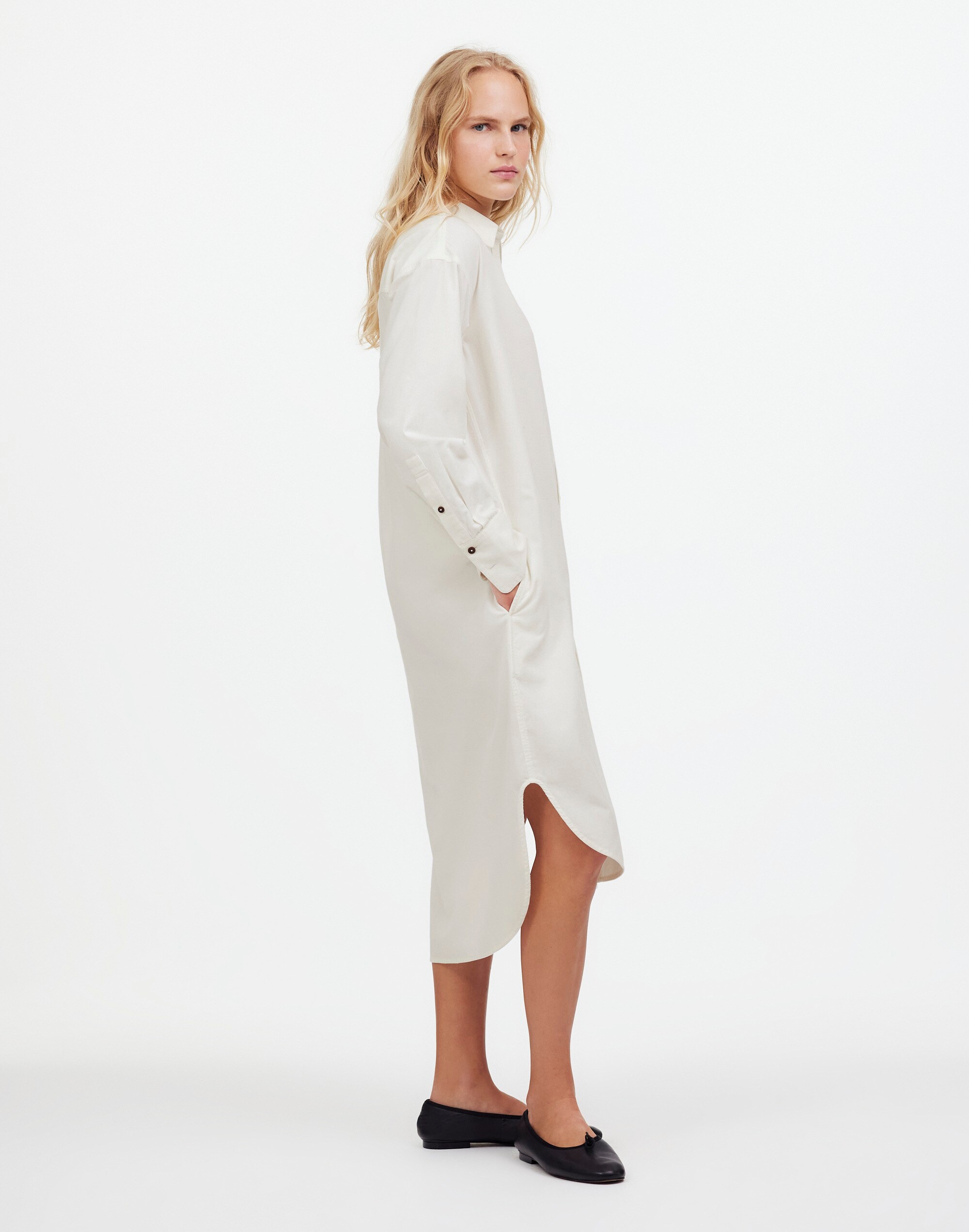 Corduroy Long-Sleeve Midi Shirtdress