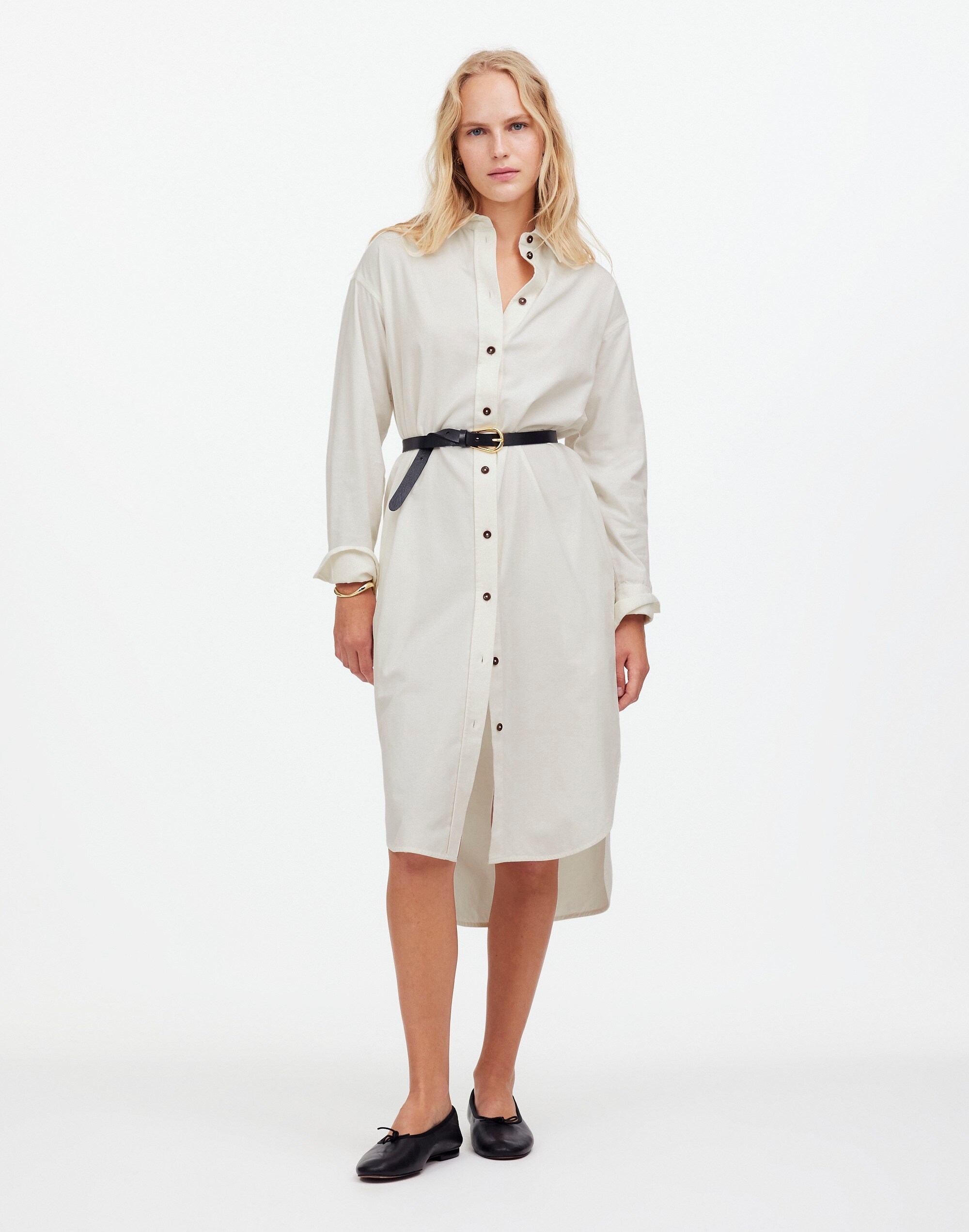 Corduroy Long-Sleeve Midi Shirtdress