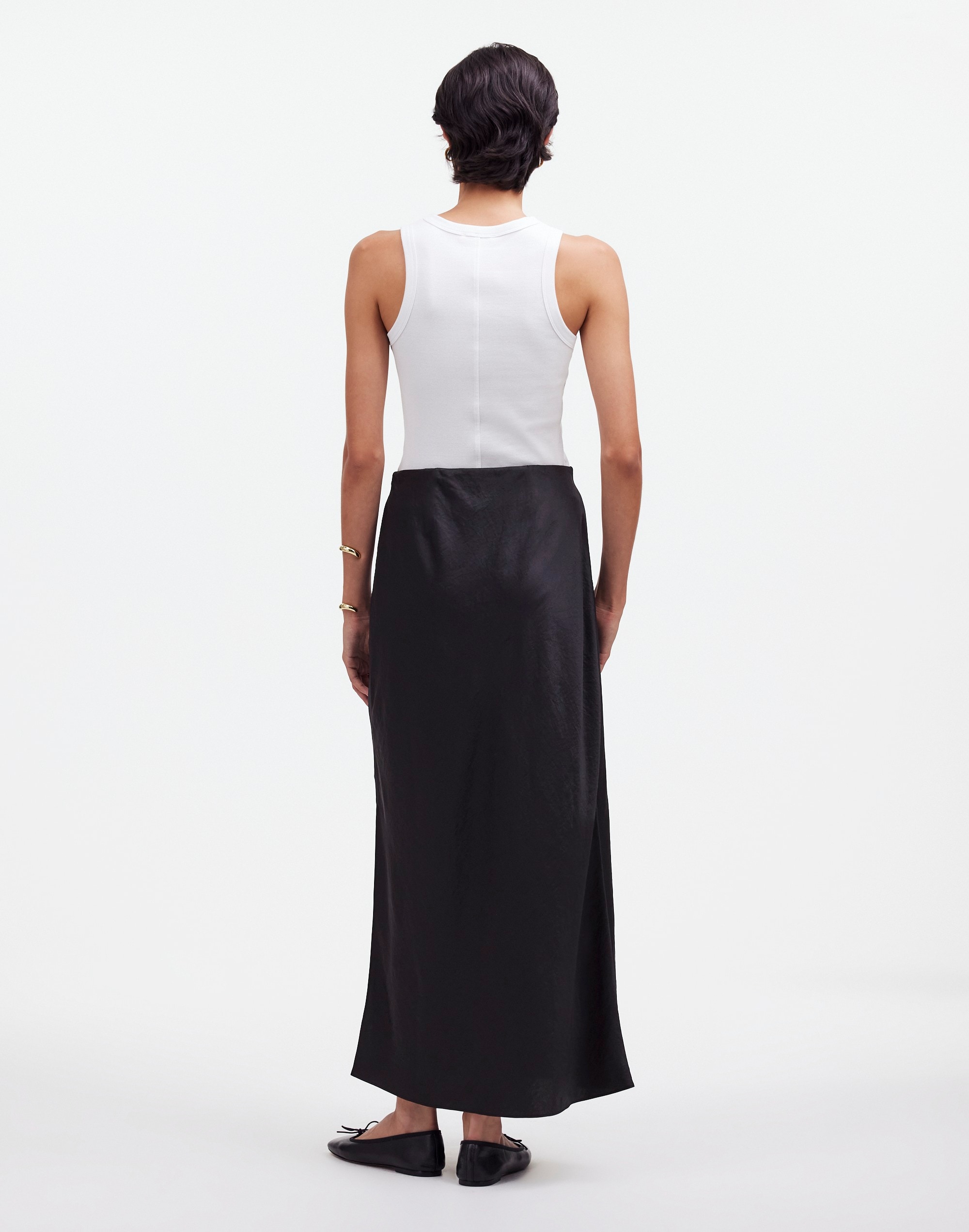 Satin Maxi Slip Skirt in true black image 4