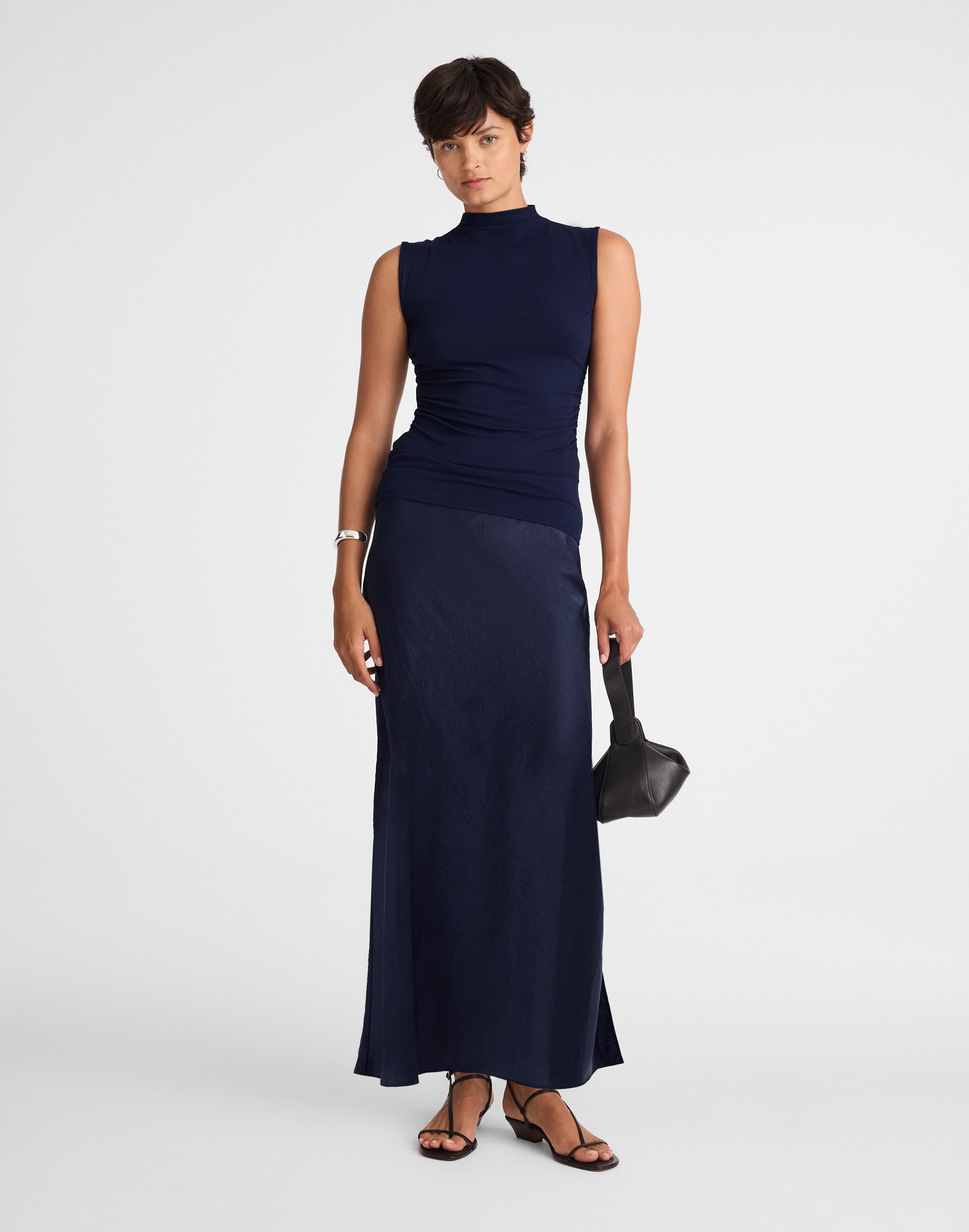 satin maxi slip skirt