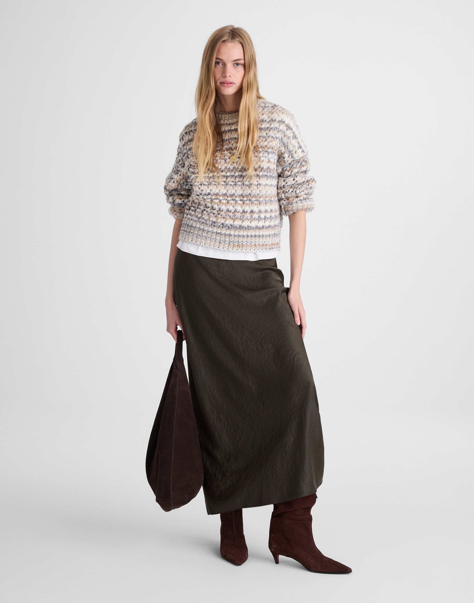 Madewell Satin Maxi Slip Skirt In Multi