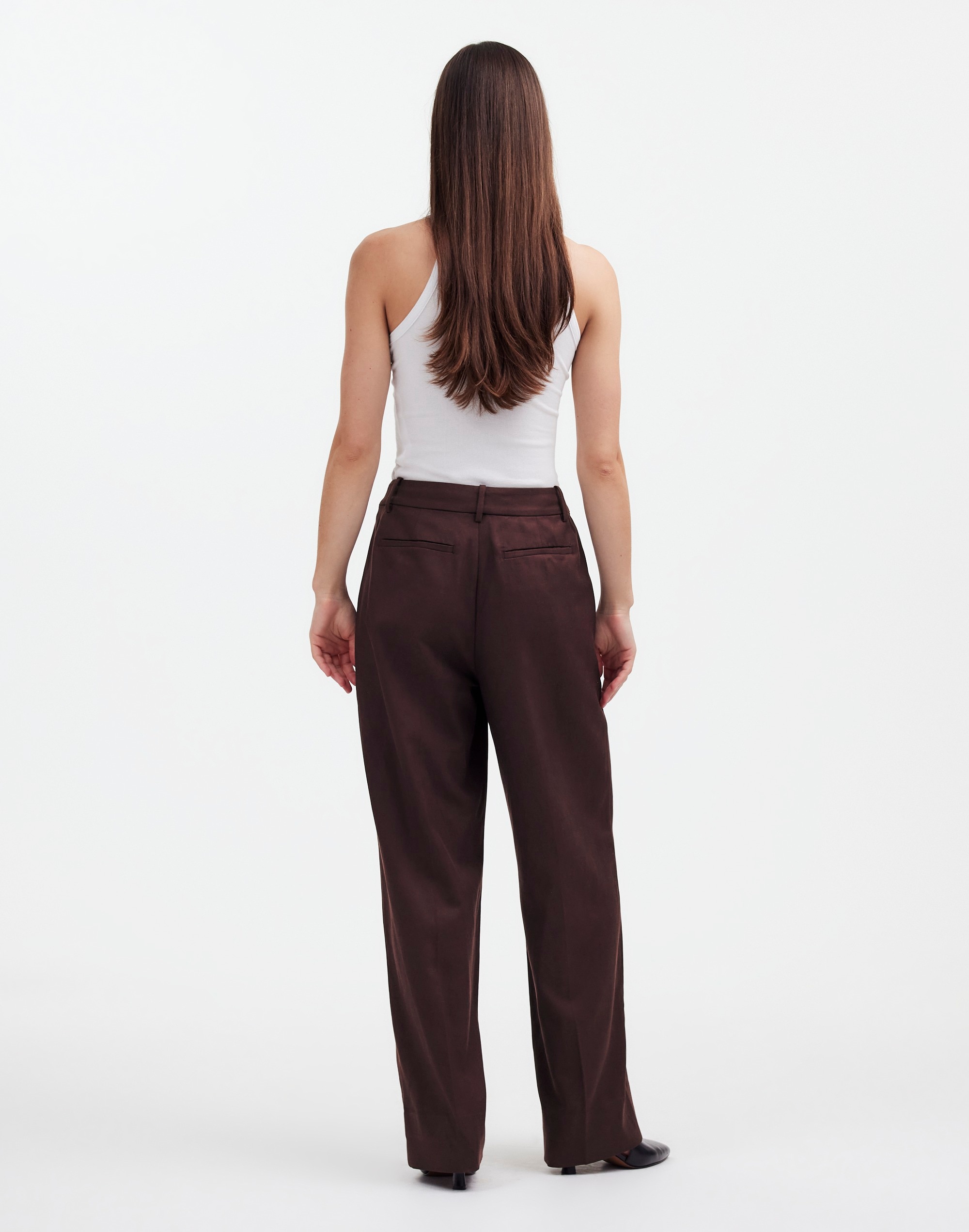 Slouchy Straight Pants in Drapey Twill in dark carob image 4