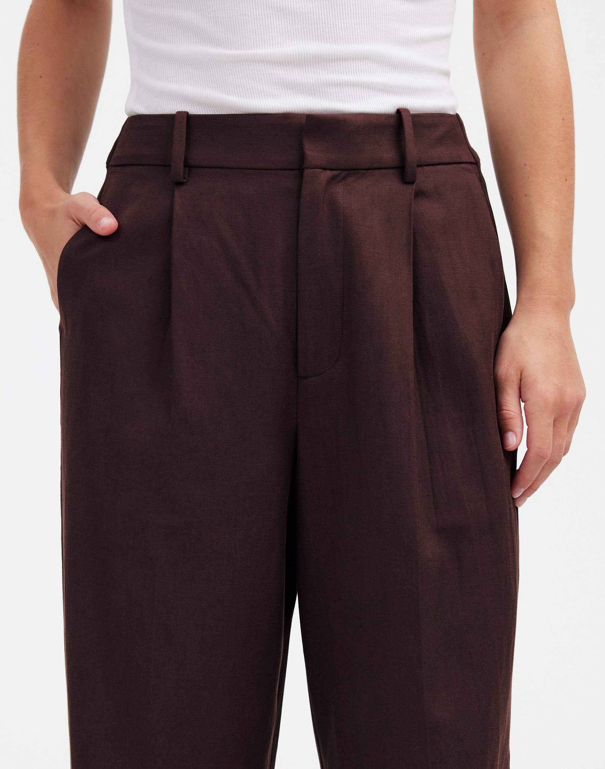Slouchy Straight Pants in Drapey Twill in dark carob image 5