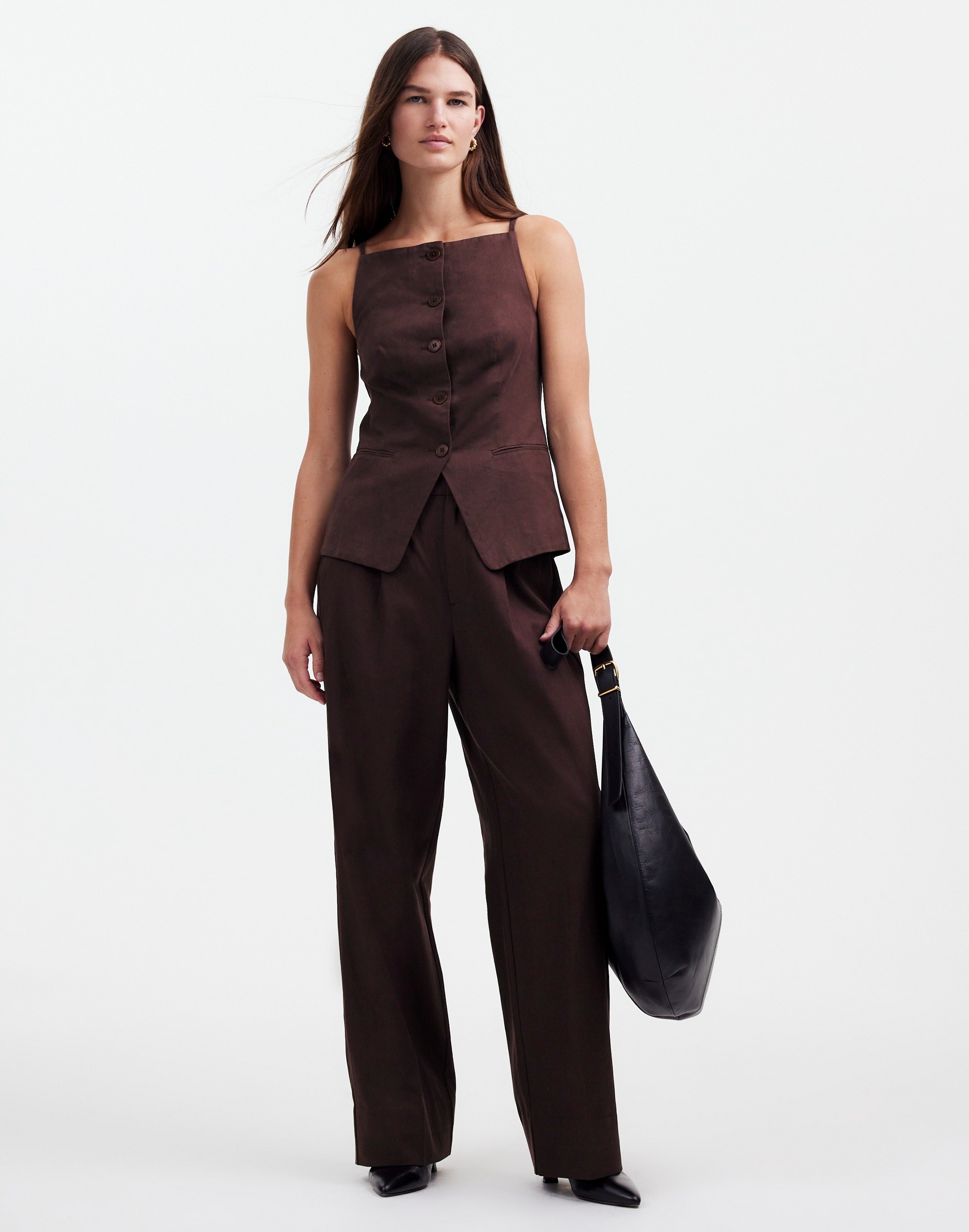 Slouchy Straight Pants in Drapey Twill