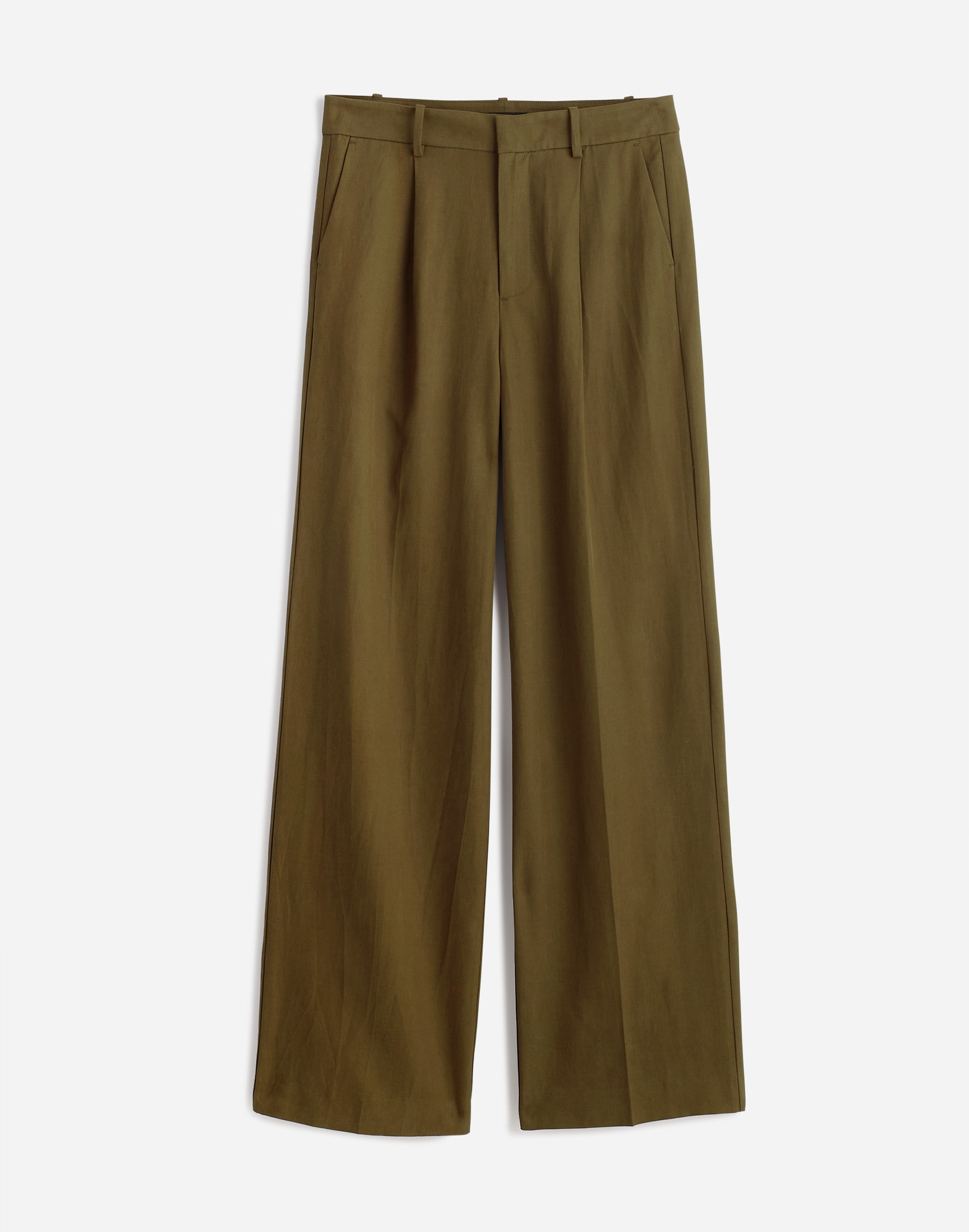 Slouchy Straight Pants in Drapey Twill in dark olive image 6