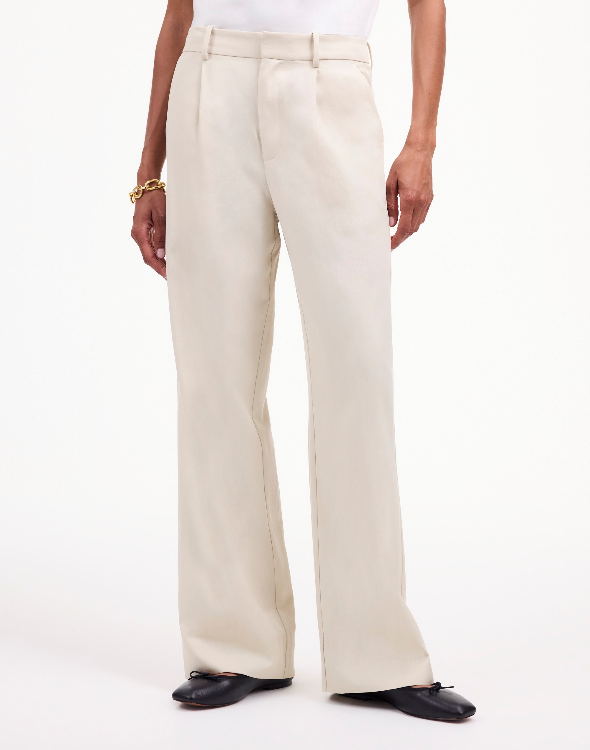Slouchy Straight Pants in Drapey Twill in muted stone image 2