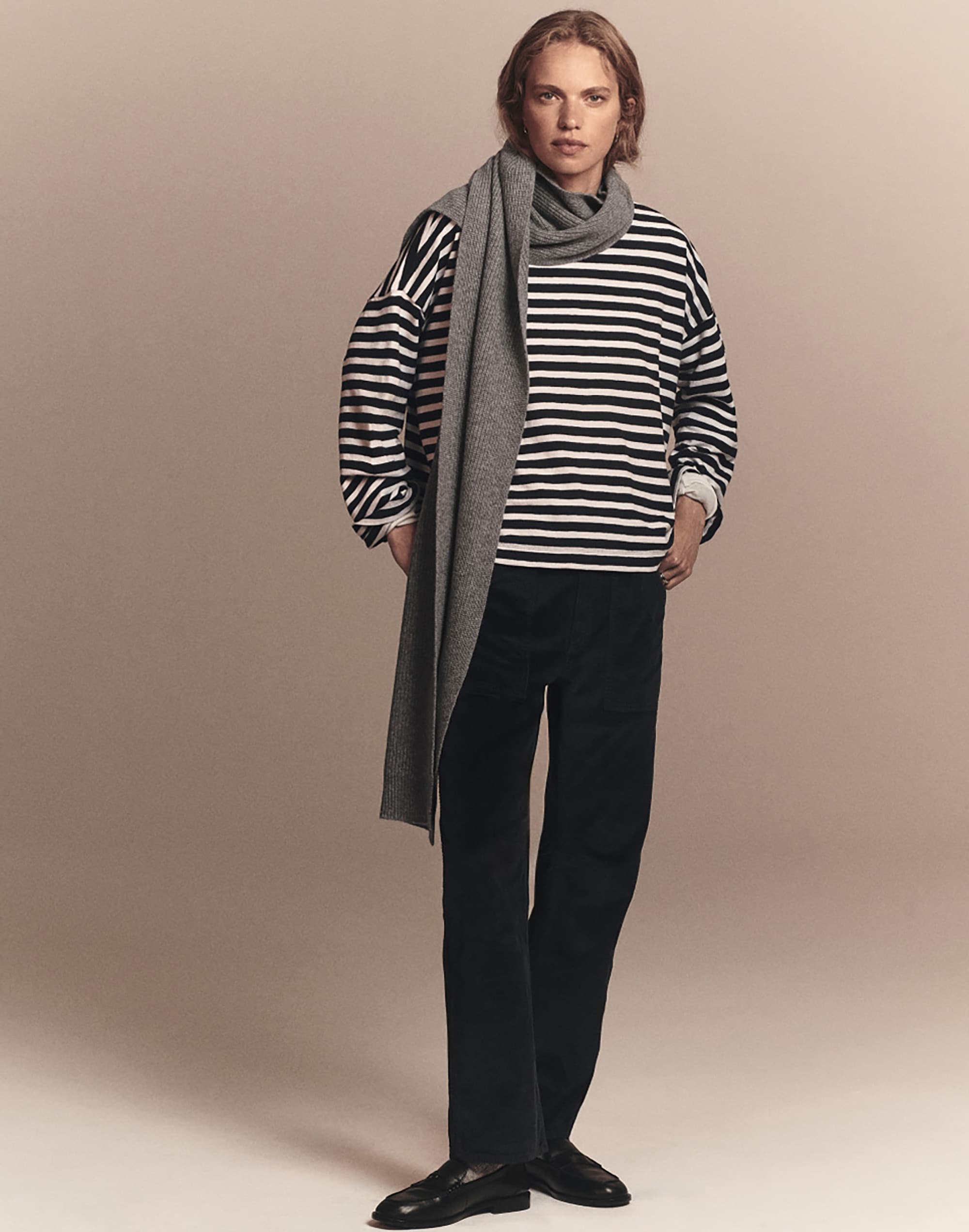 Darted Barrel-Leg Pants